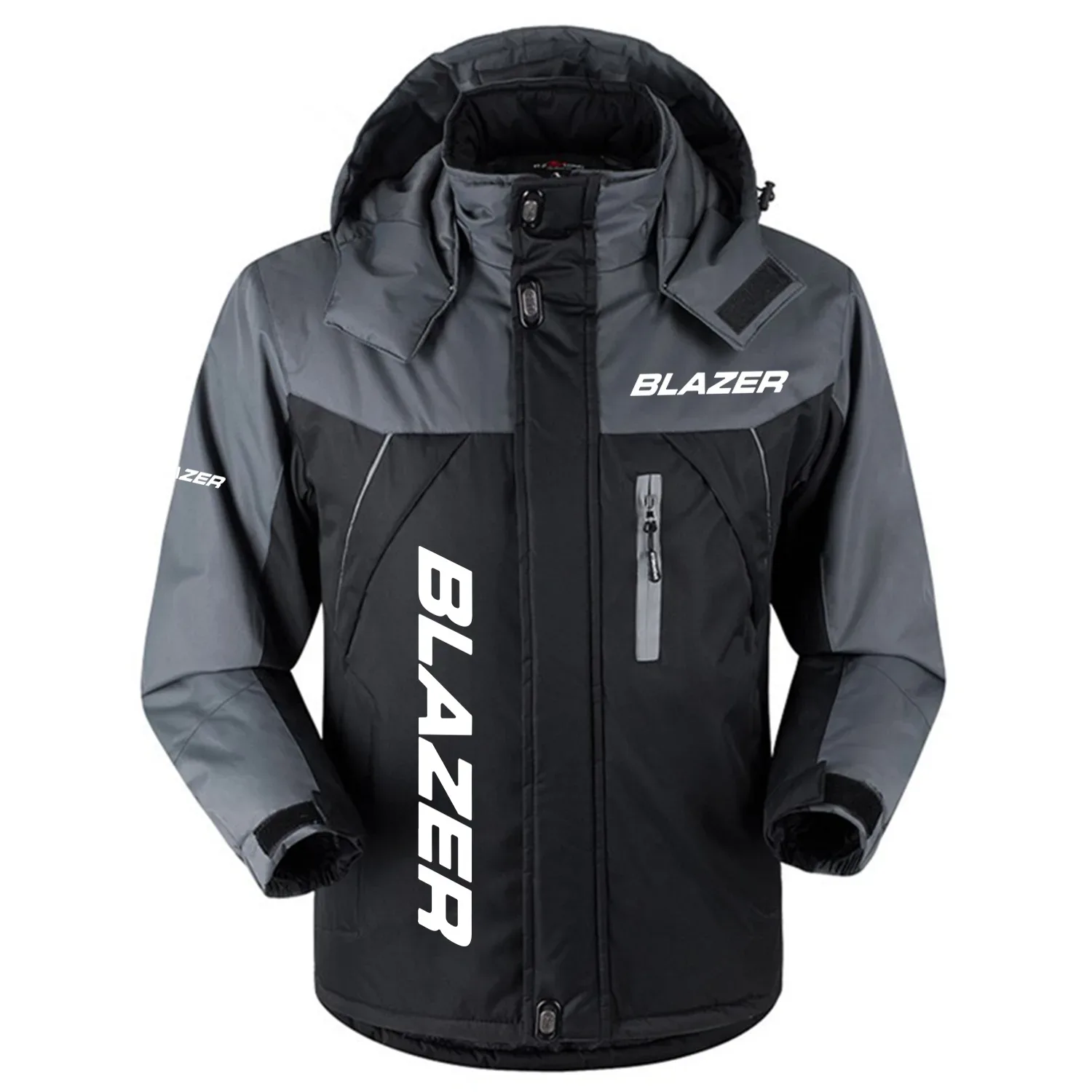 Blazer Exclusive Logo Outdoor Charging Suit Slim Fit Plush Waterproof Windproof Jacket Detachable Hood HCPDPCS1409BLZ - Blazer Gift
