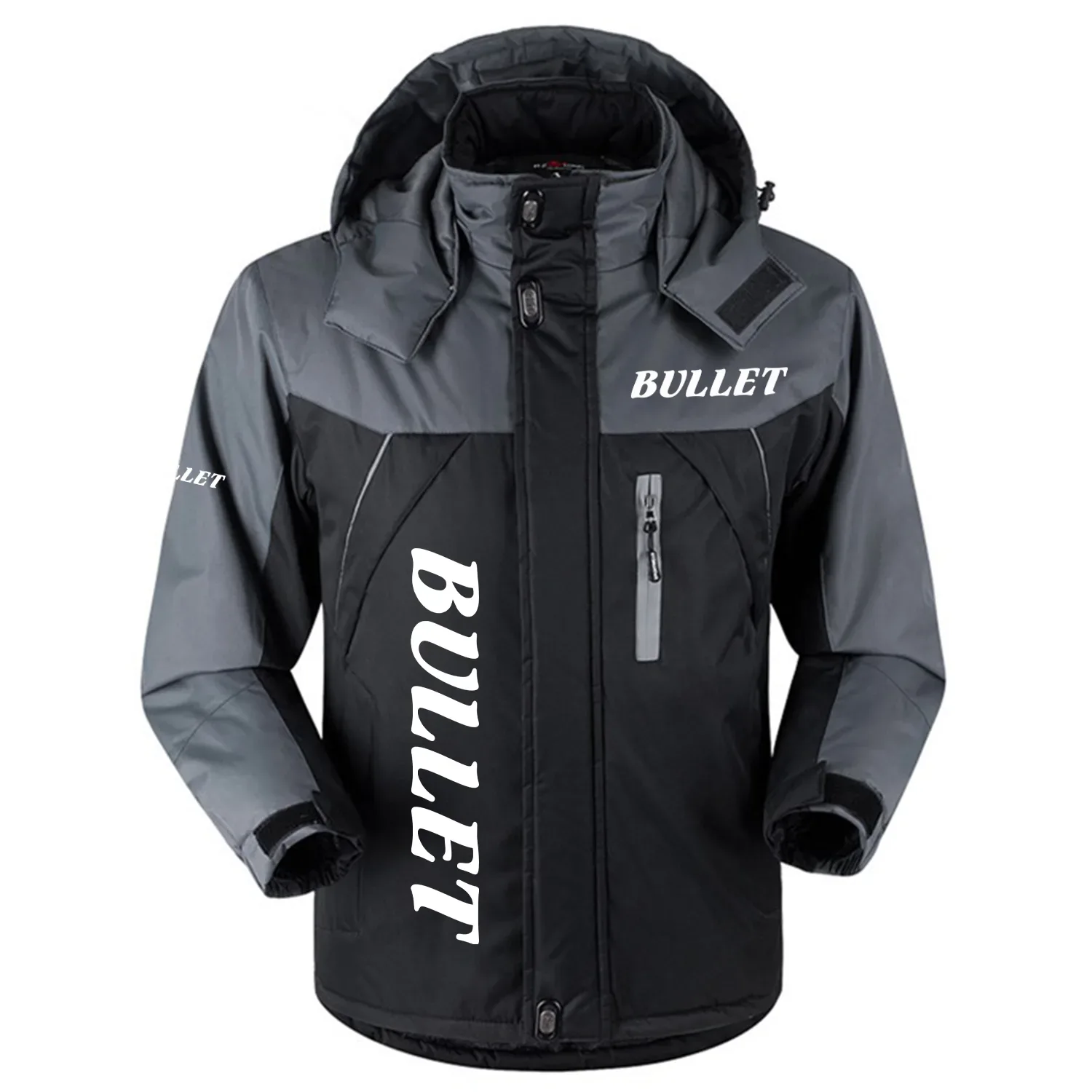 Bullet Exclusive Logo Outdoor Charging Suit Slim Fit Plush Waterproof Windproof Jacket Detachable Hood HCPDPCS1409BUZ - Bullet Gift
