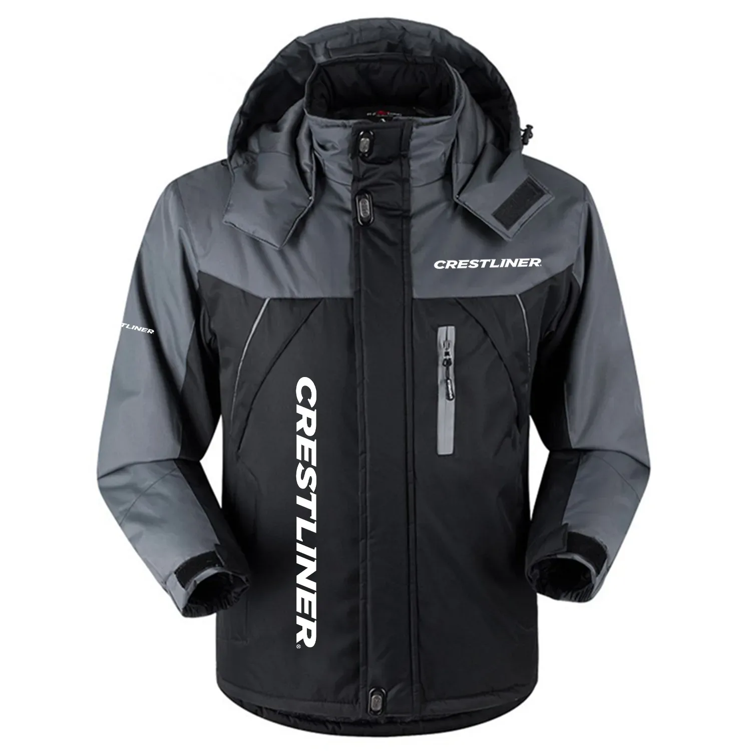 Crestliner Exclusive Logo Outdoor Charging Suit Slim Fit Plush Waterproof Windproof Jacket Detachable Hood HCPDPCS1409CLZ - Crestliner Gift
