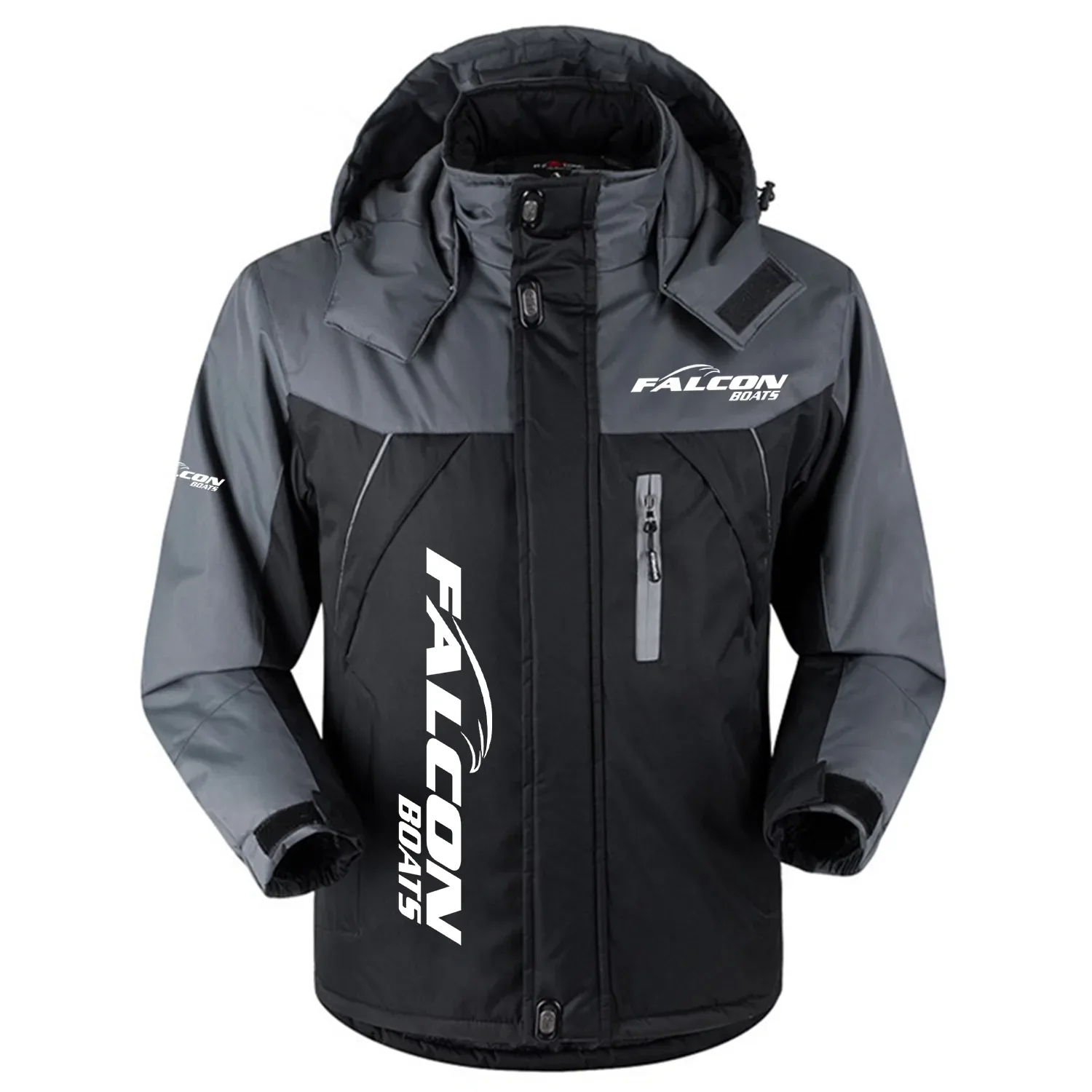 Falcon Exclusive Logo Outdoor Charging Suit Slim Fit Plush Waterproof Windproof Jacket Detachable Hood HCPDPCS1409FAZ - Falcon Gift
