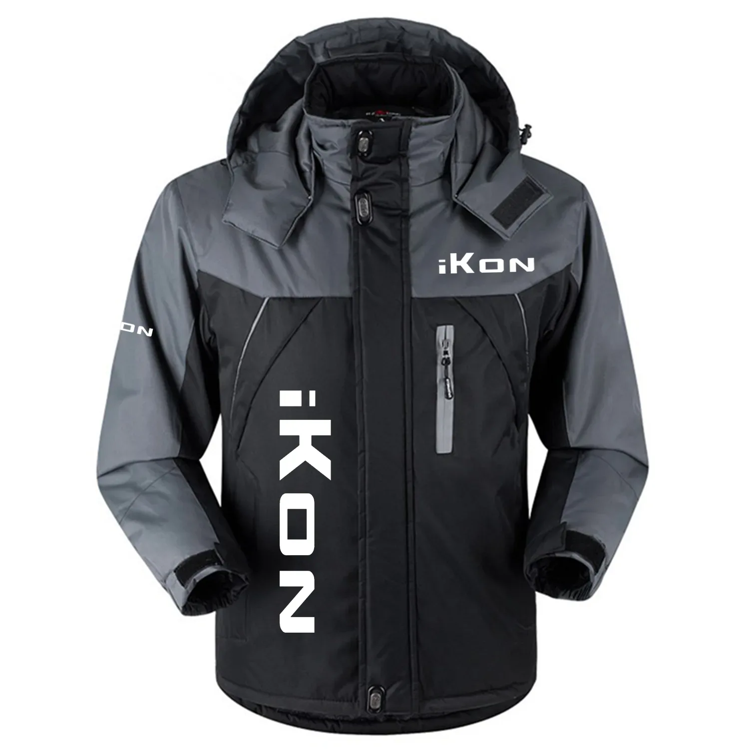 iKon Exclusive Logo Outdoor Charging Suit Slim Fit Plush Waterproof Windproof Jacket Detachable Hood HCPDPCS1409IBZ - iKon Gift