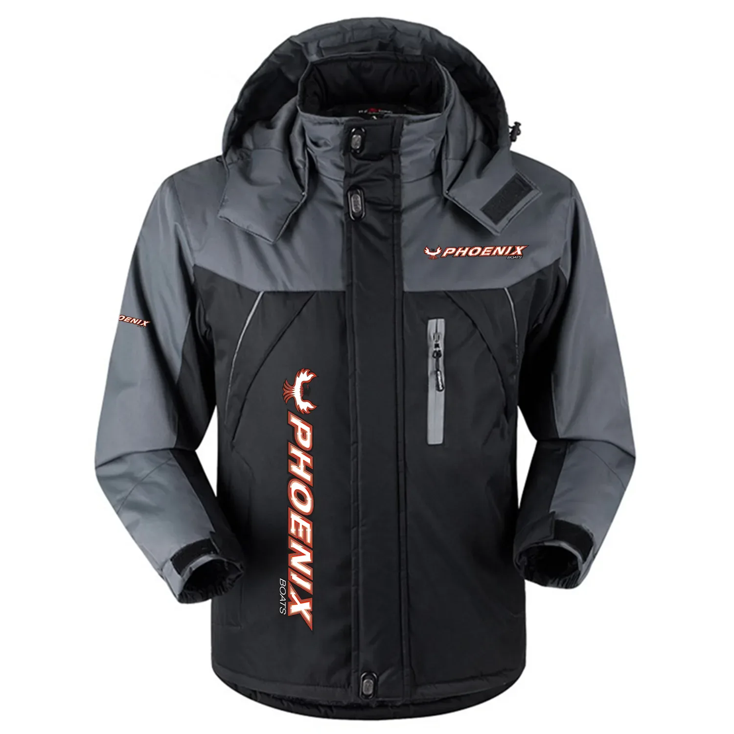 Phoenix Exclusive Logo Outdoor Charging Suit Slim Fit Plush Waterproof Windproof Jacket Detachable Hood HCPDPCS1409PBZ - Phoenix Gift