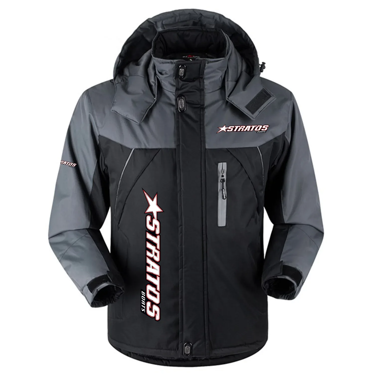Stratos Exclusive Logo Outdoor Charging Suit Slim Fit Plush Waterproof Windproof Jacket Detachable Hood HCPDPCS1409SAZ - Stratos Gift