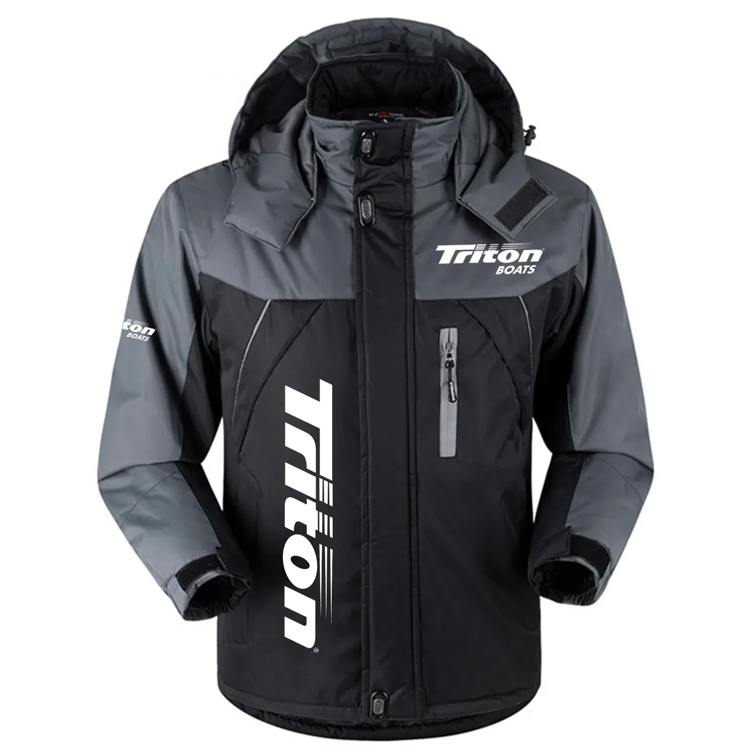 Triton Exclusive Logo Outdoor Charging Suit Slim Fit Plush Waterproof Windproof Jacket Detachable Hood HCPDPCS1409TBZ - Triton Gift