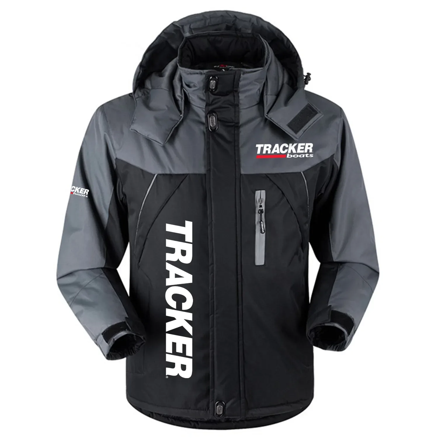 Tracker Exclusive Logo Outdoor Charging Suit Slim Fit Plush Waterproof Windproof Jacket Detachable Hood HCPDPCS1409TRZ - Tracker Gift