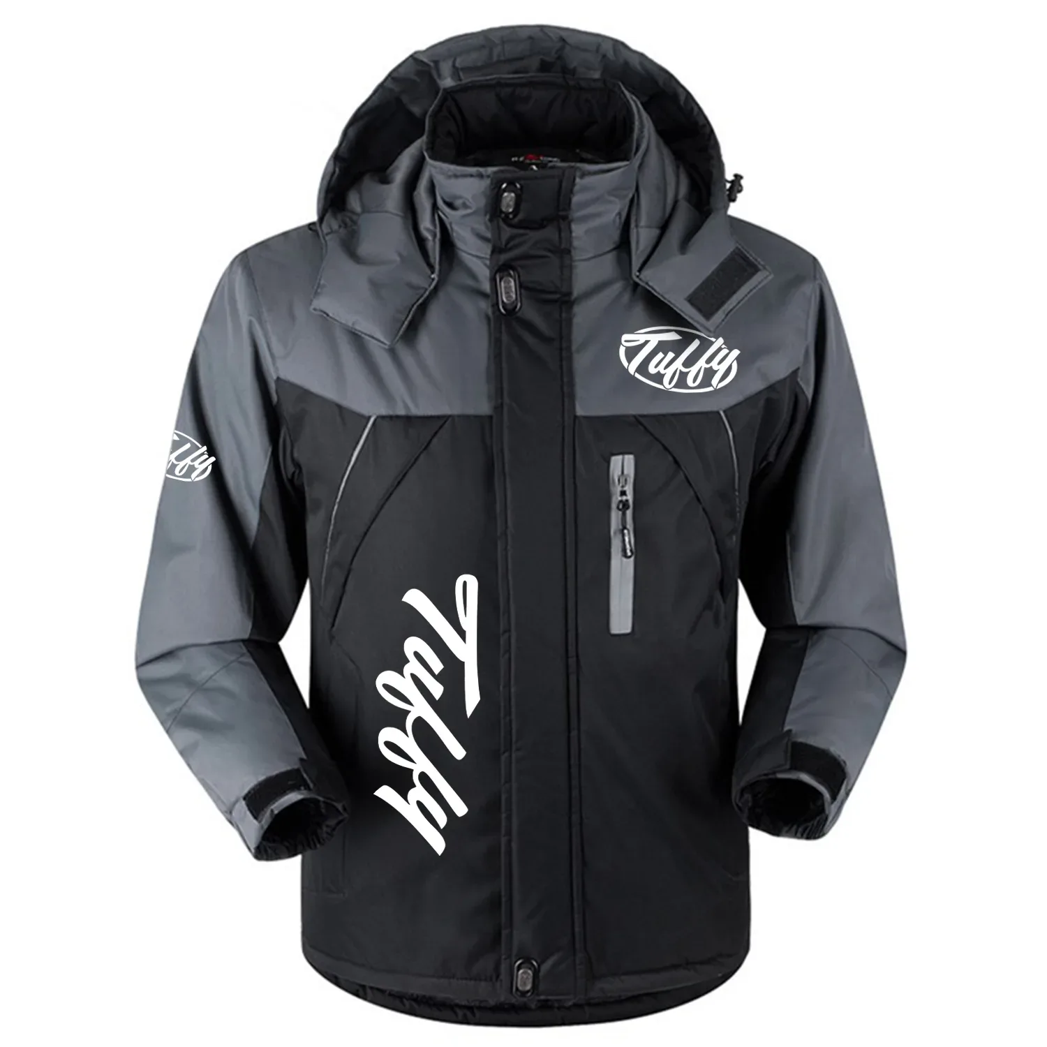 Tuffy Exclusive Logo Outdoor Charging Suit Slim Fit Plush Waterproof Windproof Jacket Detachable Hood HCPDPCS1409TUZ - Tuffy Gift
