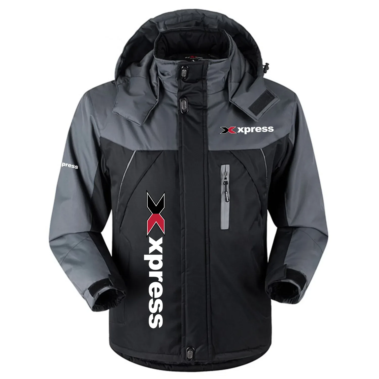 Xpress Exclusive Logo Outdoor Charging Suit Slim Fit Plush Waterproof Windproof Jacket Detachable Hood HCPDPCS1409XBZ - Xpress Gift