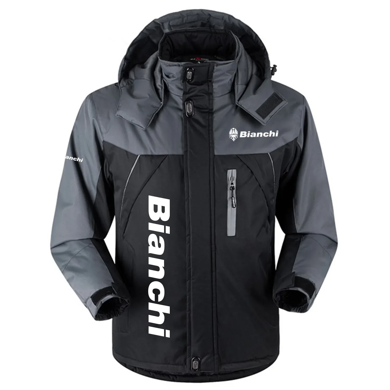 Bianchi Exclusive Logo Outdoor Charging Suit Slim Fit Plush Waterproof Windproof Jacket Detachable Hood OSBCLPCS1211BAZ - Bianchi Jacket