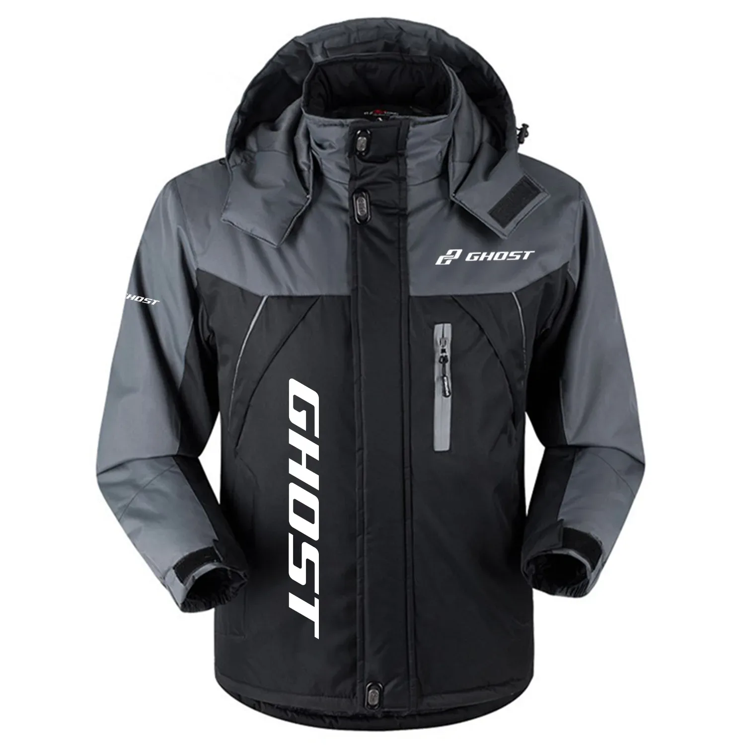 Ghost Exclusive Logo Outdoor Charging Suit Slim Fit Plush Waterproof Windproof Jacket Detachable Hood OSBCLPCS1211GHZ - Ghost Jacket