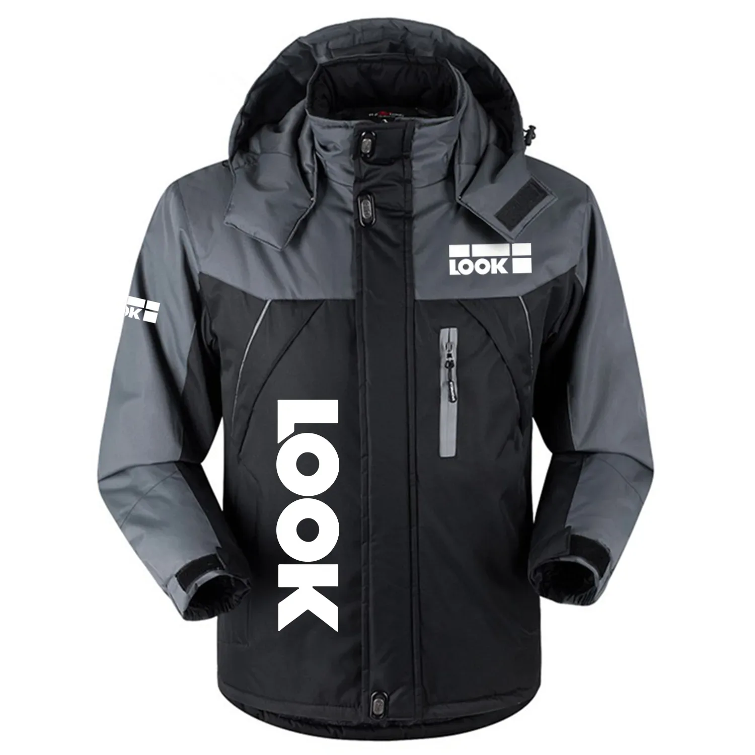 Look Exclusive Logo Outdoor Charging Suit Slim Fit Plush Waterproof Windproof Jacket Detachable Hood OSBCLPCS1211LKZ - Look Jacket