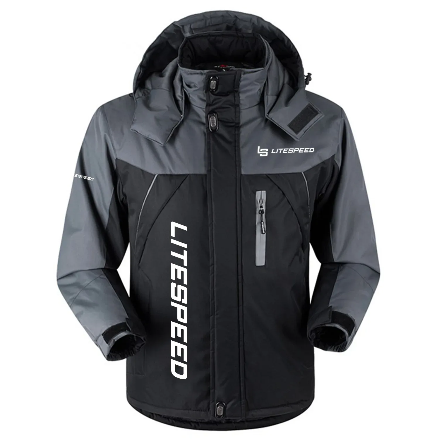 Litespeed Exclusive Logo Outdoor Charging Suit Slim Fit Plush Waterproof Windproof Jacket Detachable Hood OSBCLPCS1211LPZ - Litespeed Jacket
