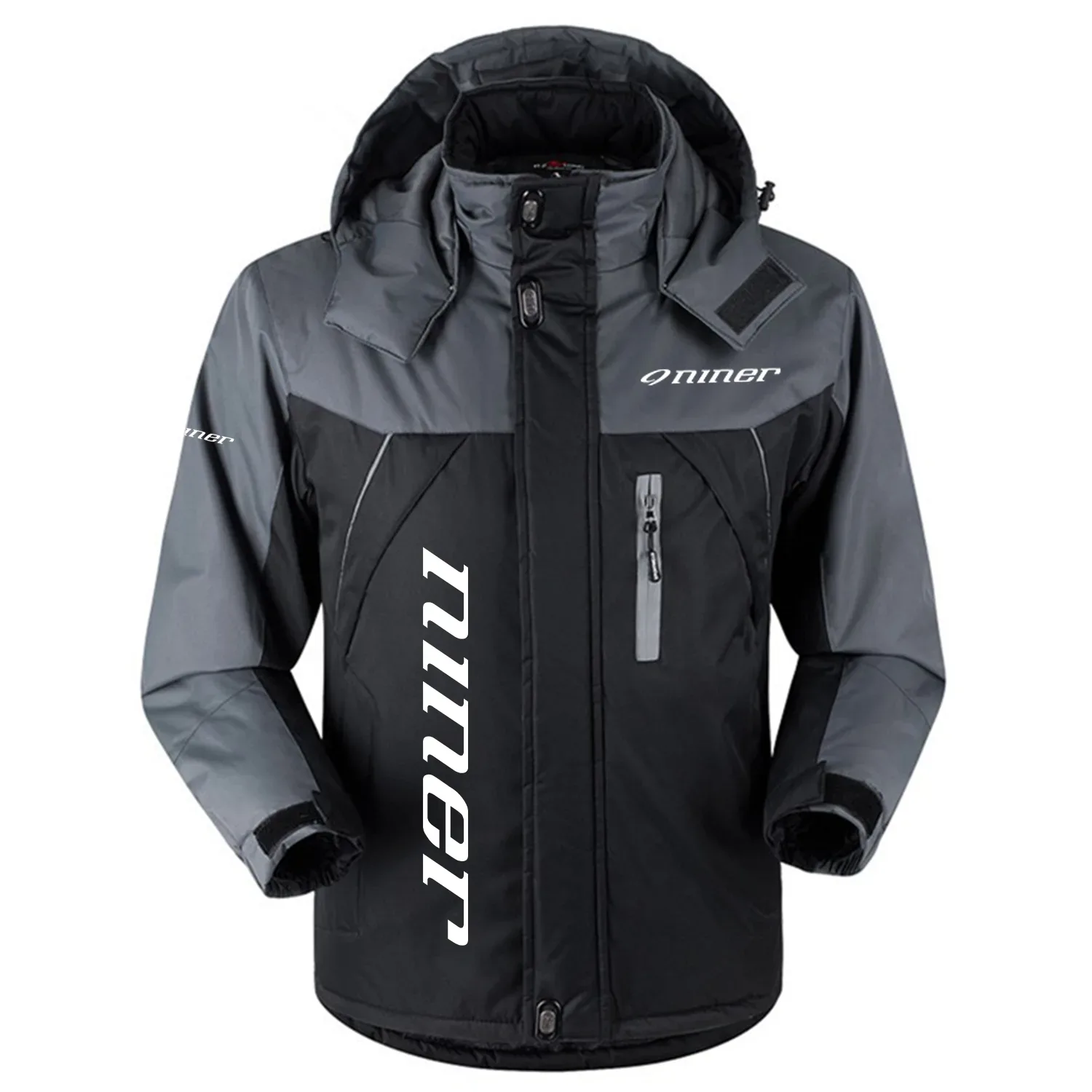 Niner Exclusive Logo Outdoor Charging Suit Slim Fit Plush Waterproof Windproof Jacket Detachable Hood OSBCLPCS1211NNZ - Niner Jacket