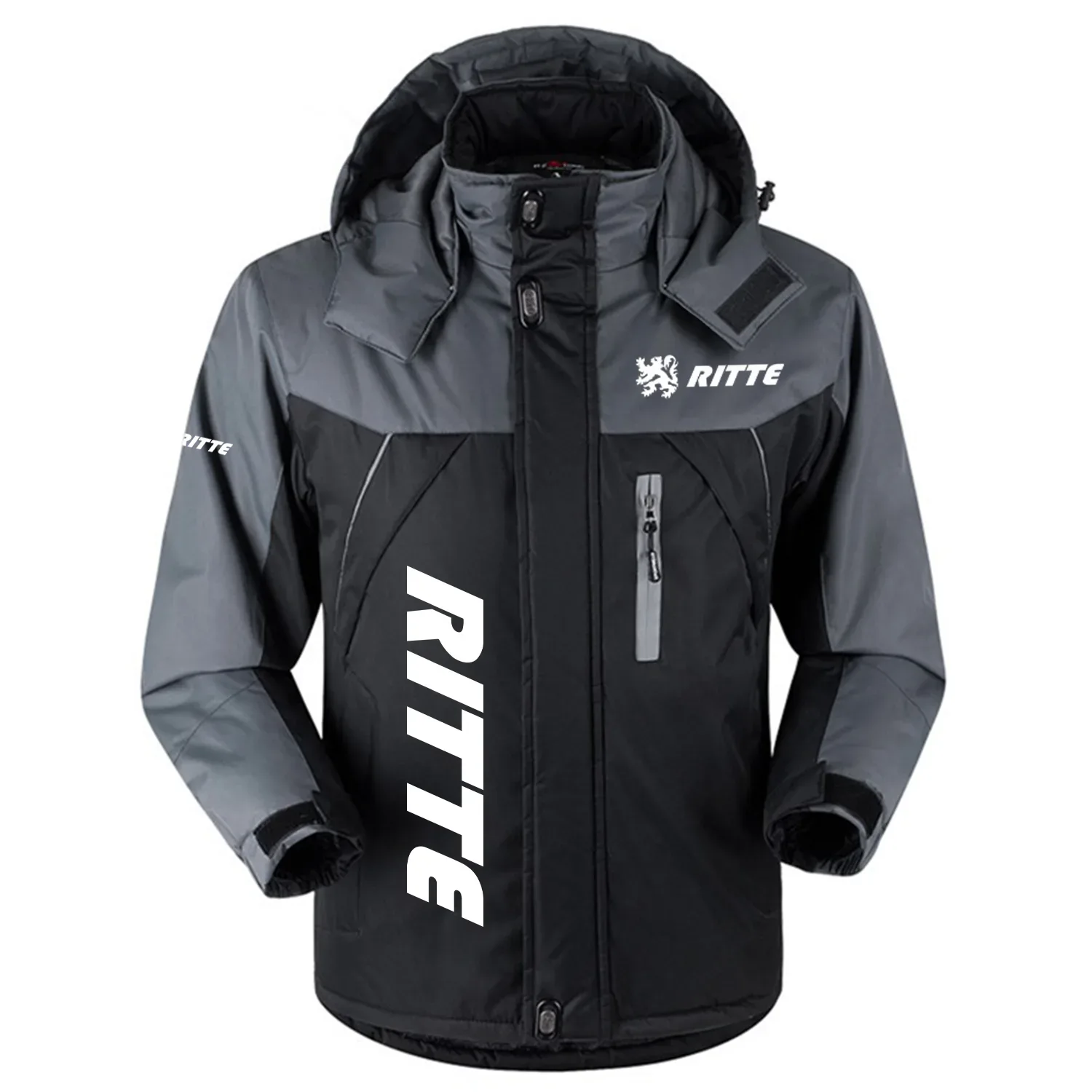 Ritte Exclusive Logo Outdoor Charging Suit Slim Fit Plush Waterproof Windproof Jacket Detachable Hood OSBCLPCS1211RIZ - Ritte Jacket