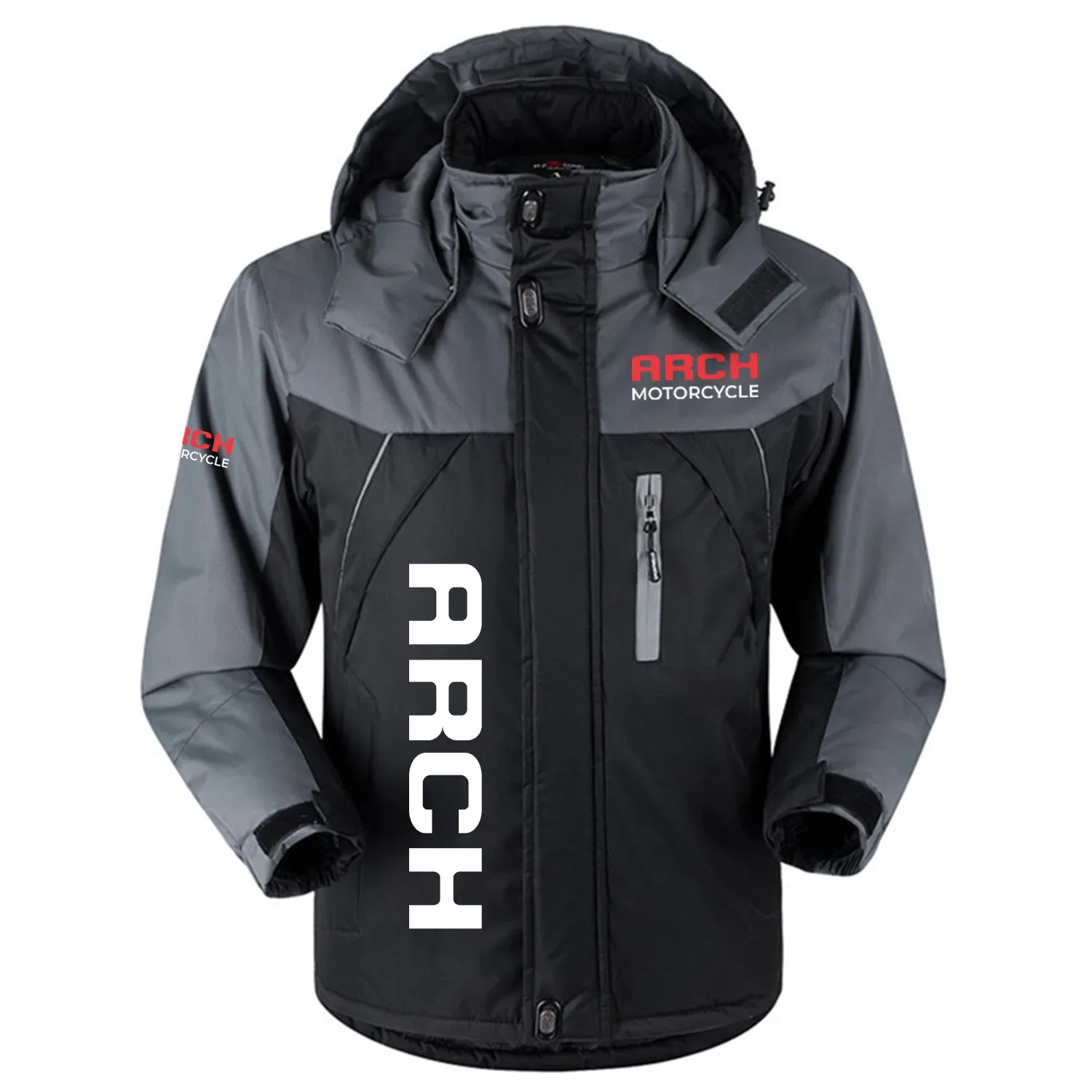 Arch Motorcycle Exclusive Logo Outdoor Charging Suit Slim Fit Plush Waterproof Windproof Jacket Detachable Hood OSMTBPCS1211AMZ - Arch Motorcycle Jacket