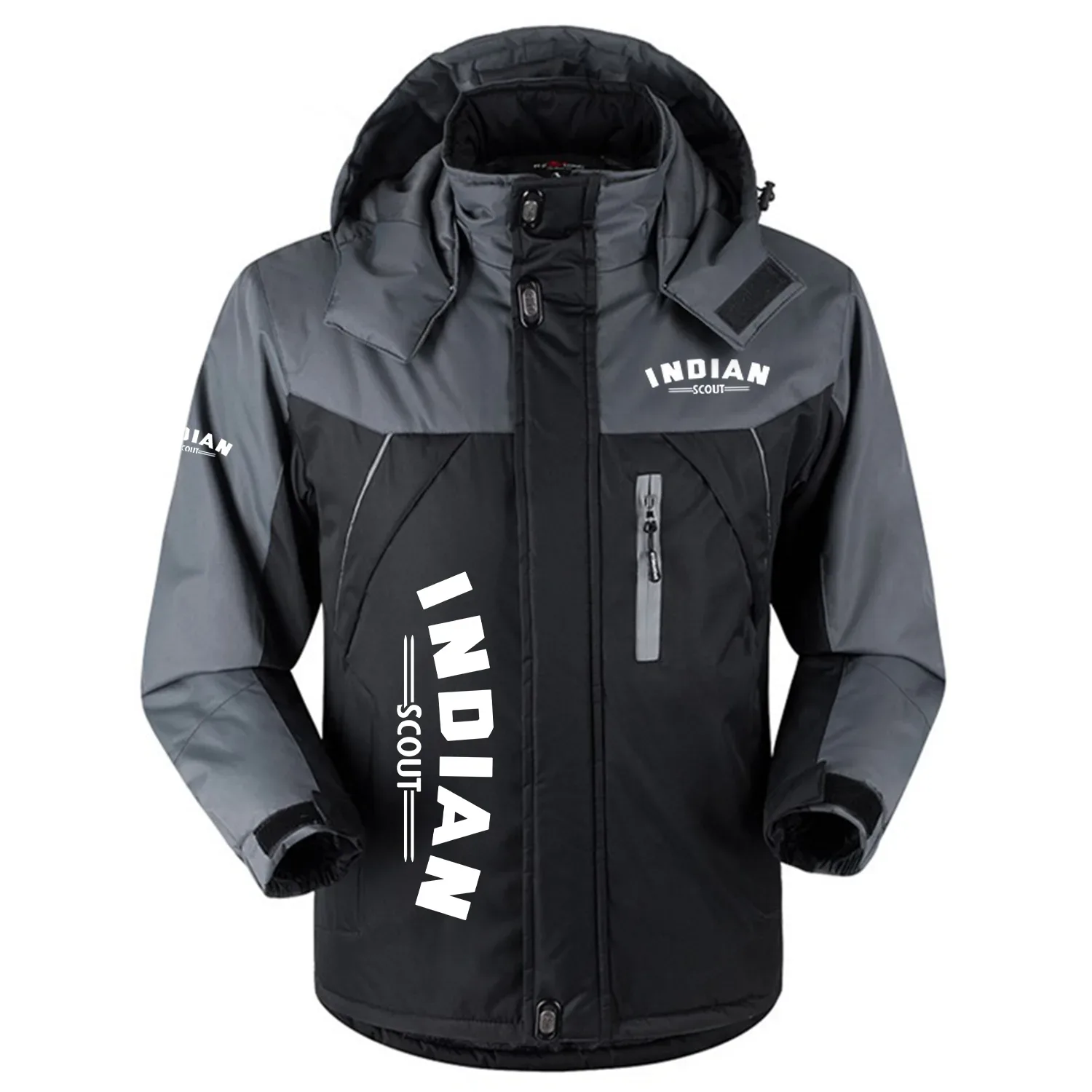 Indian Scout Exclusive Logo Outdoor Charging Suit Slim Fit Plush Waterproof Windproof Jacket Detachable Hood OSMTBPCS1211ISZ - Indian Scout Jacket