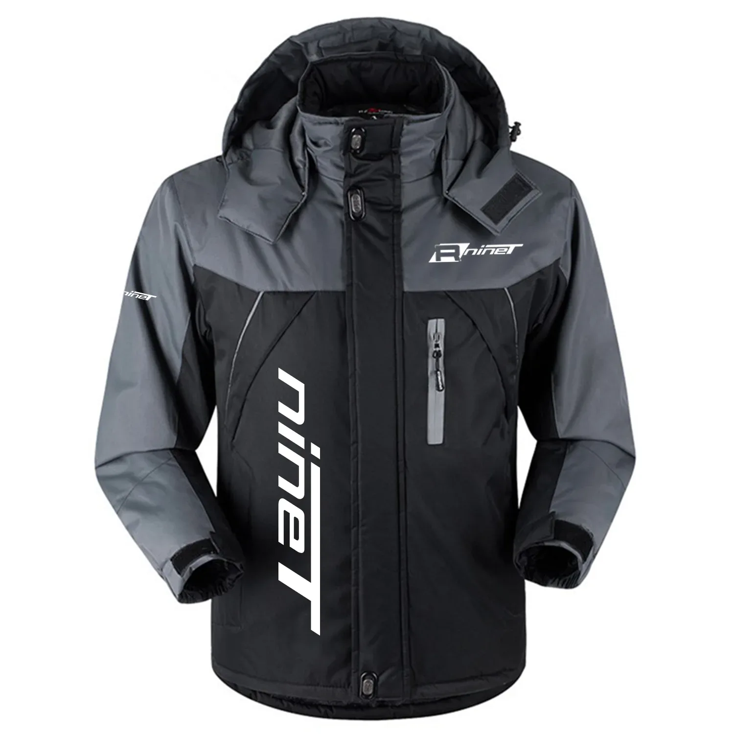 R nineT Exclusive Logo Outdoor Charging Suit Slim Fit Plush Waterproof Windproof Jacket Detachable Hood OSMTBPCS1211RTZ - R nineT Jacket
