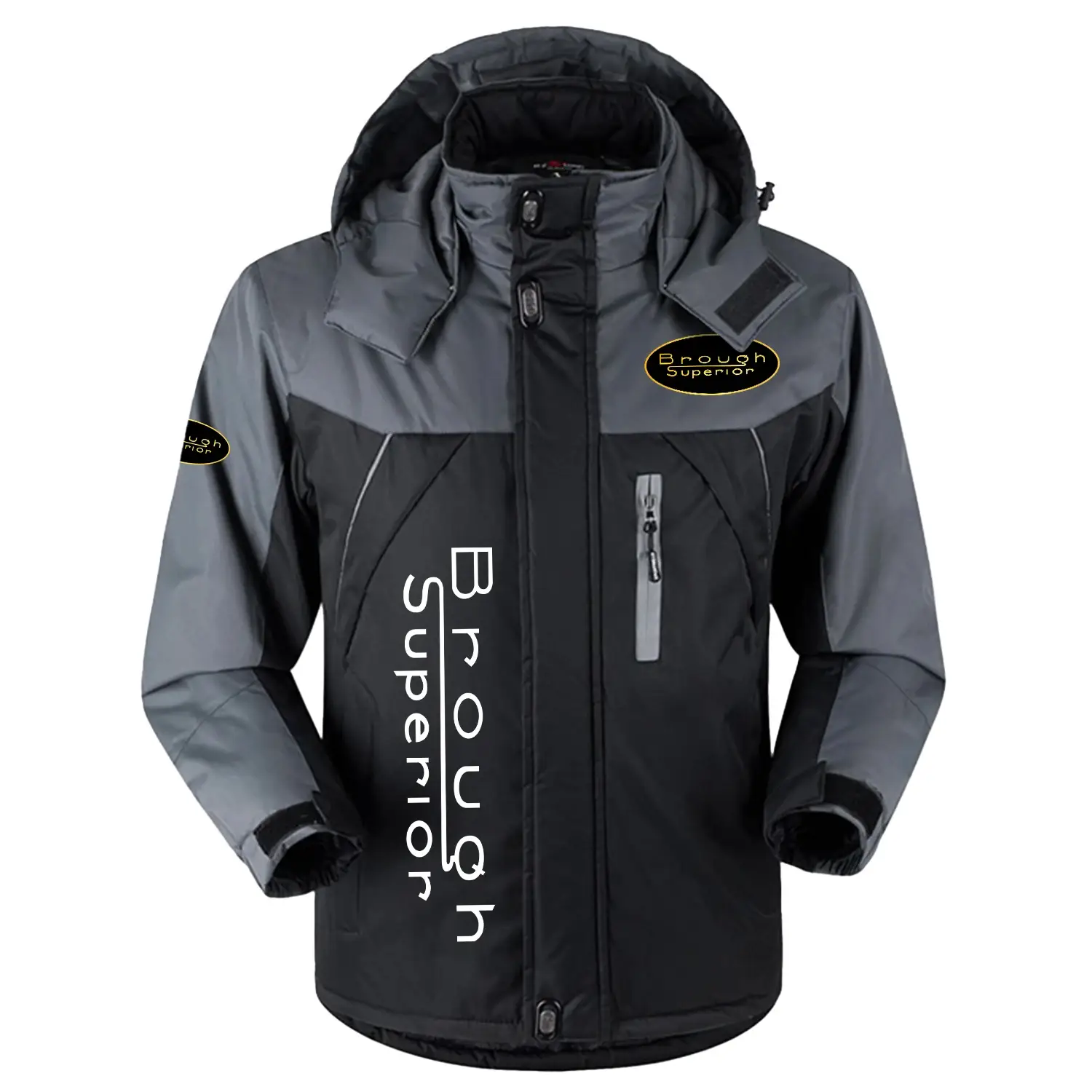 Brough Superior Exclusive Logo Outdoor Charging Suit Slim Fit Plush Waterproof Windproof Jacket Detachable Hood OSMTBPCS2905BGSZ - Brough Superior Jacket