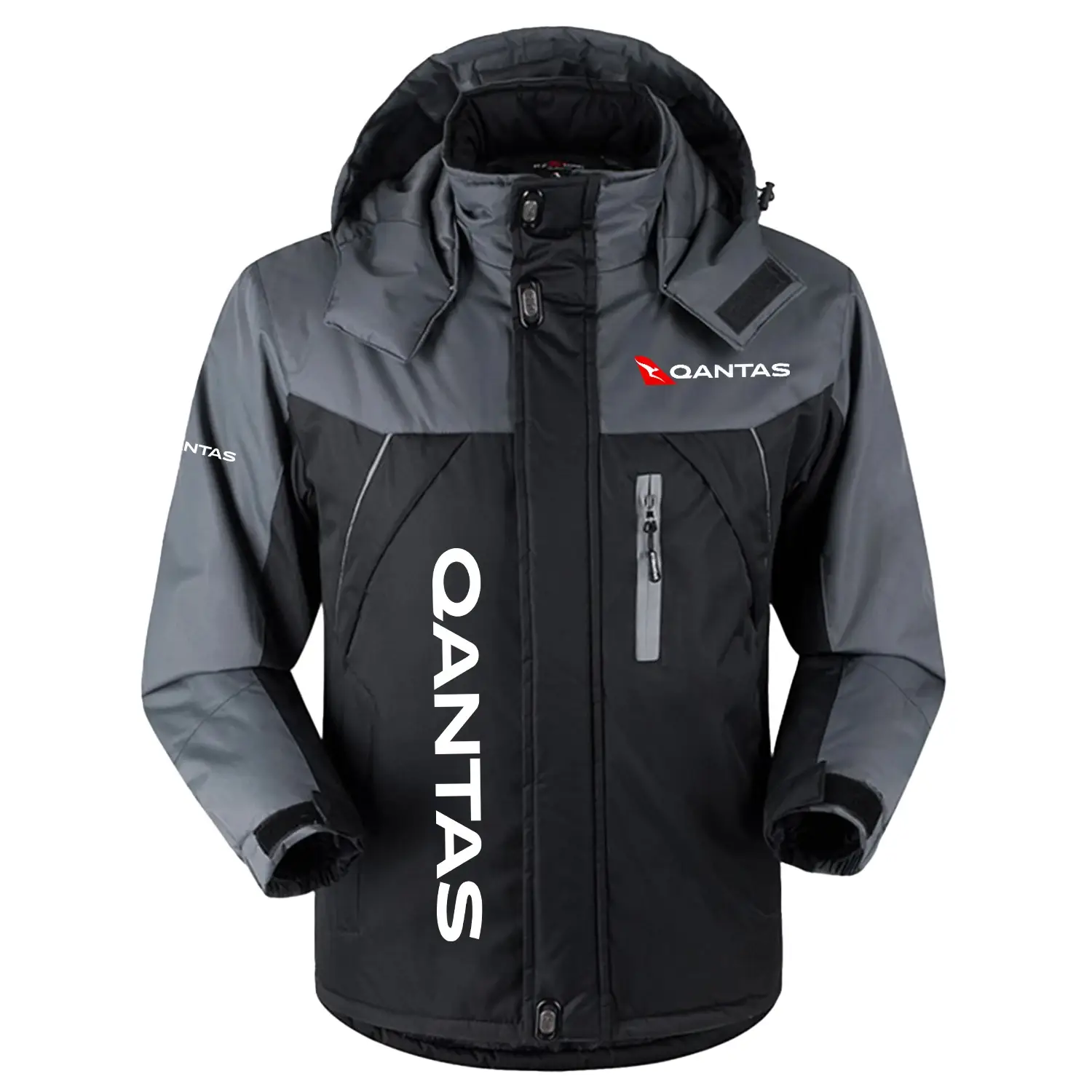 Qantas Exclusive Logo Outdoor Charging Suit Slim Fit Plush Waterproof Windproof Jacket Detachable Hood OUASPCS2705QTZ - Qantas Jacket