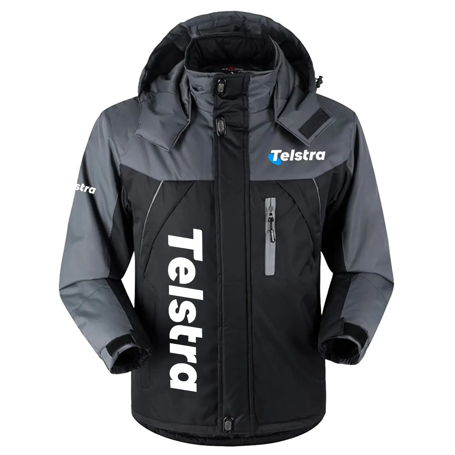 Telstra Exclusive Logo Outdoor Charging Suit Slim Fit Plush Waterproof Windproof Jacket Detachable Hood OUASPCS2705TTZ - Telstra Jacket