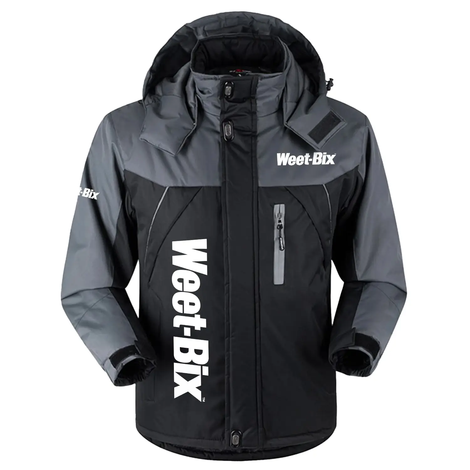 Weet-Bix Exclusive Logo Outdoor Charging Suit Slim Fit Plush Waterproof Windproof Jacket Detachable Hood OUASPCS2705WBZ - Weet-Bix Jacket