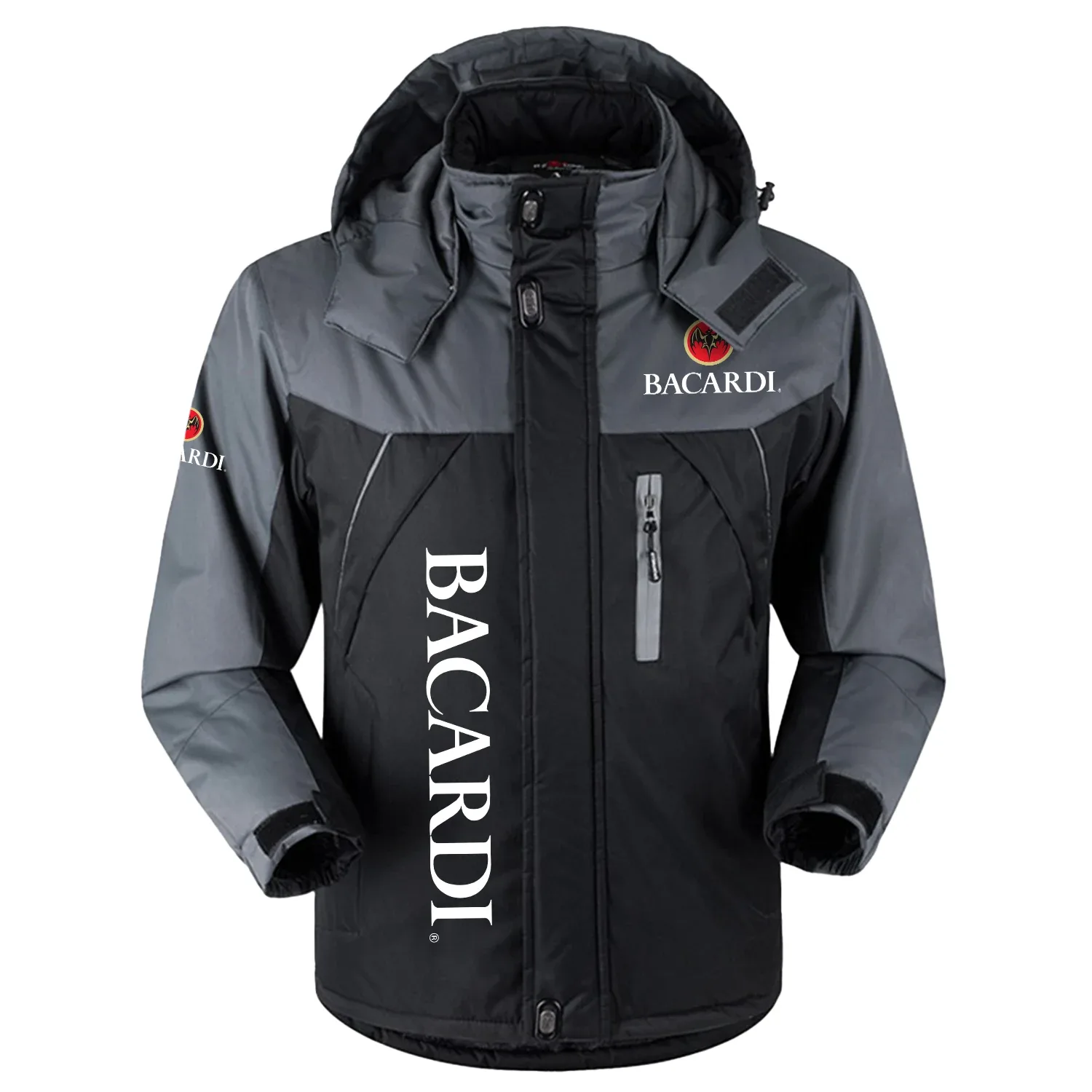 Bacardi Exclusive Logo Outdoor Charging Suit Slim Fit Plush Waterproof Windproof Jacket Detachable Hood OUEUPCS2705BCZ - Bacardi Jacket