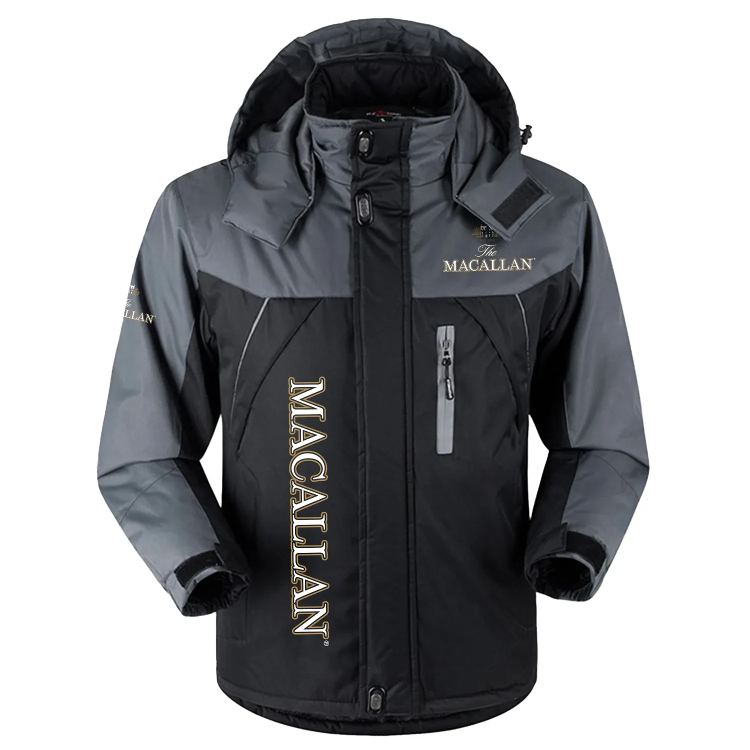 Macallan Exclusive Logo Outdoor Charging Suit Slim Fit Plush Waterproof Windproof Jacket Detachable Hood OUEUPCS2705MCZ - Macallan Jacket