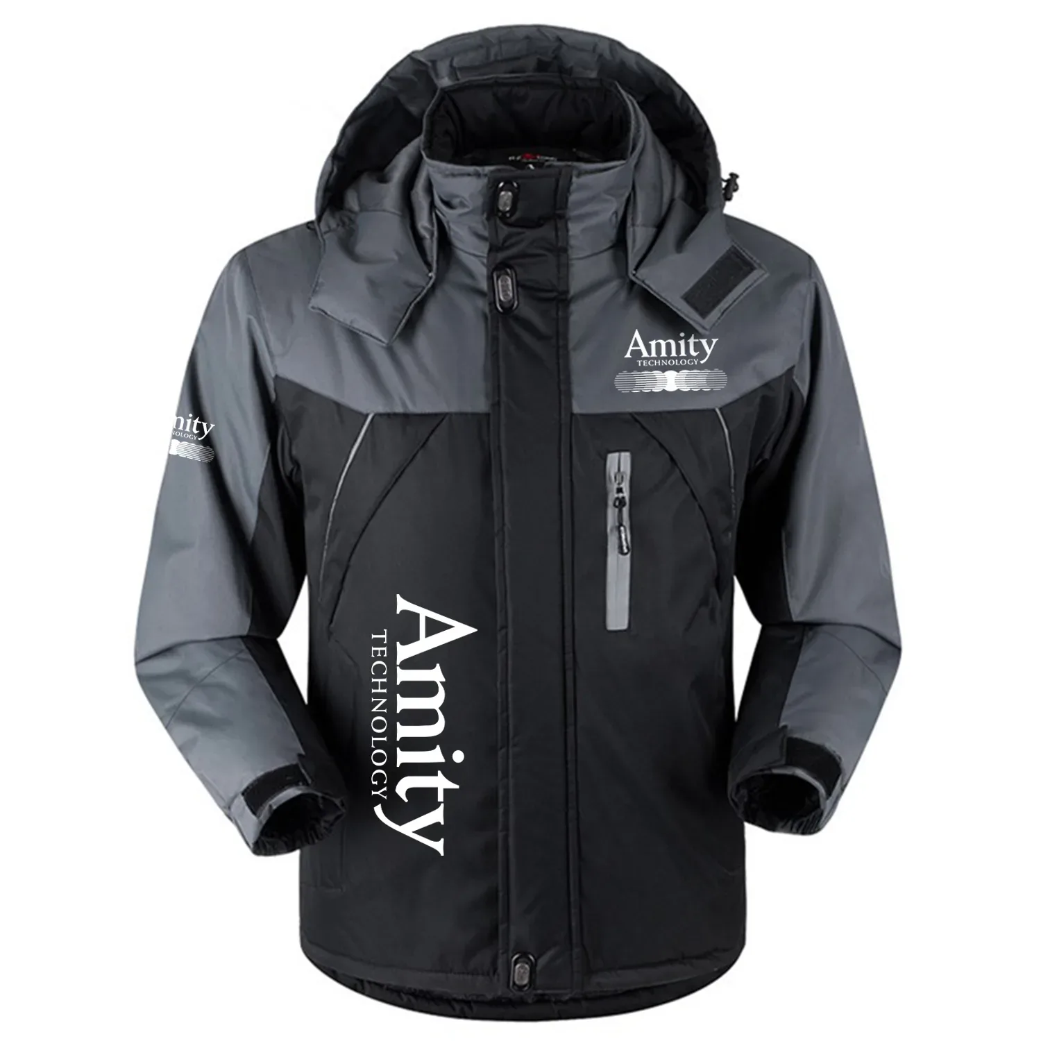 Amity Technology Exclusive Logo Outdoor Charging Suit Slim Fit Plush Waterproof Windproof Jacket Detachable Hood OUFAPCS0819ATZ - Amity Technology Gift