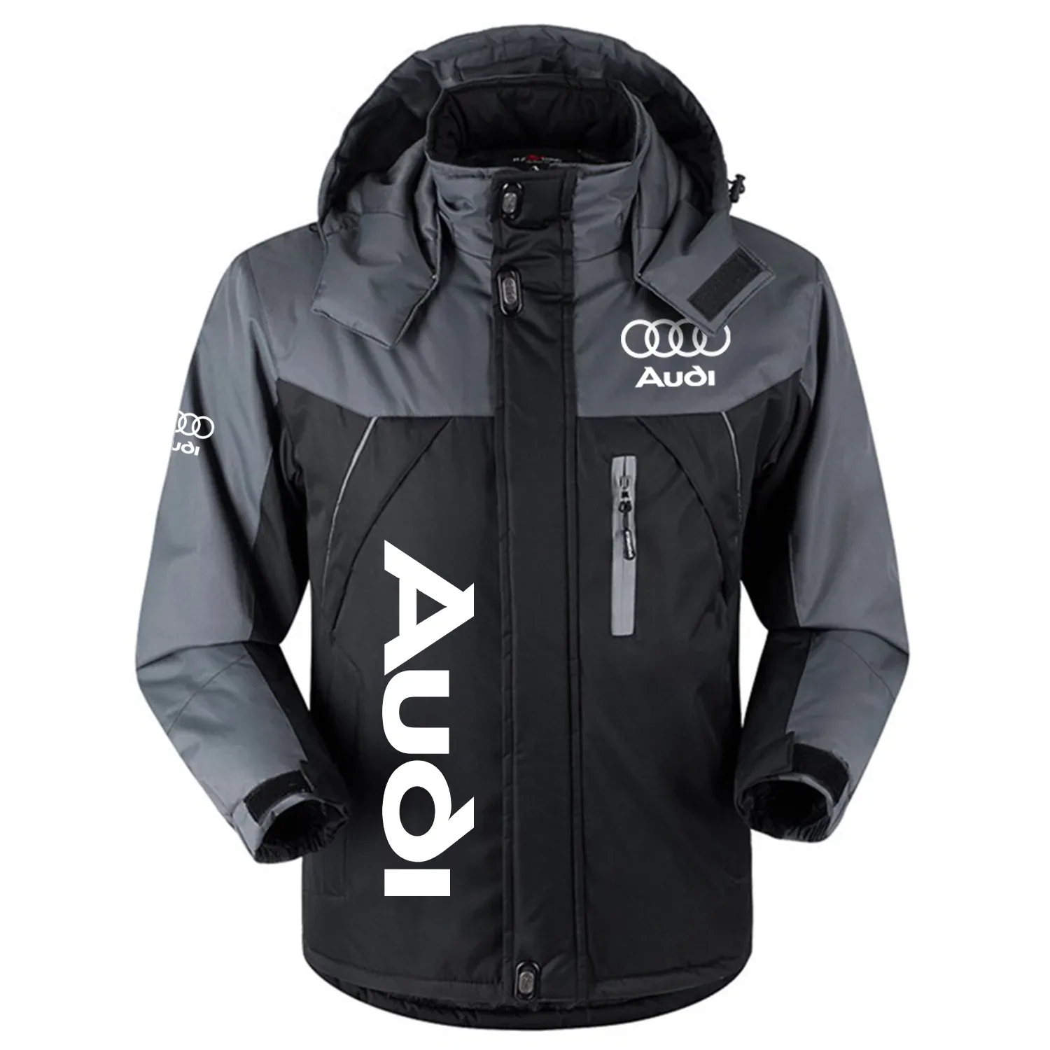 Audi Exclusive Logo Outdoor Charging Suit Slim Fit Plush Waterproof Windproof Jacket Detachable Hood OUFAPCS0819AUZ - Audi Jacket