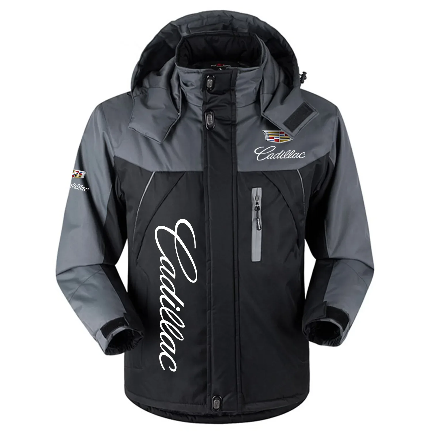 Cadillac Exclusive Logo Outdoor Charging Suit Slim Fit Plush Waterproof Windproof Jacket Detachable Hood OUFAPCS0819CDZ - Cadillac Jacket