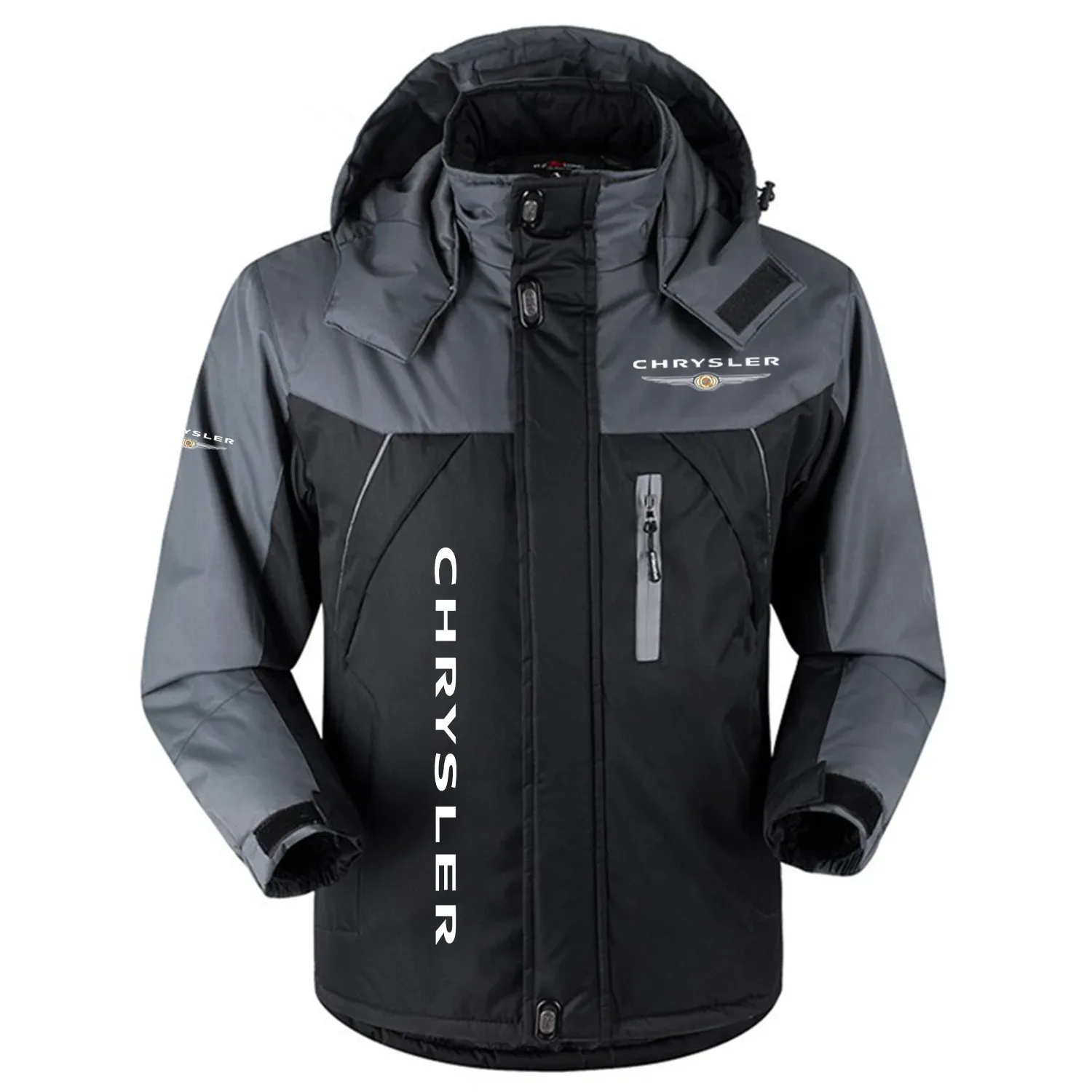Chrysler Exclusive Logo Outdoor Charging Suit Slim Fit Plush Waterproof Windproof Jacket Detachable Hood OUFAPCS0819CSZ - Chrysler Jacket