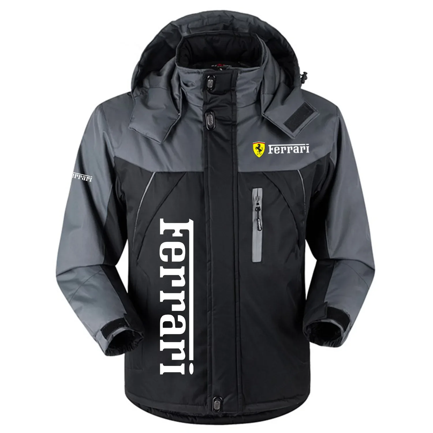 Ferrari Exclusive Logo Outdoor Charging Suit Slim Fit Plush Waterproof Windproof Jacket Detachable Hood OUFAPCS0819FIZ - Ferrari Jacket