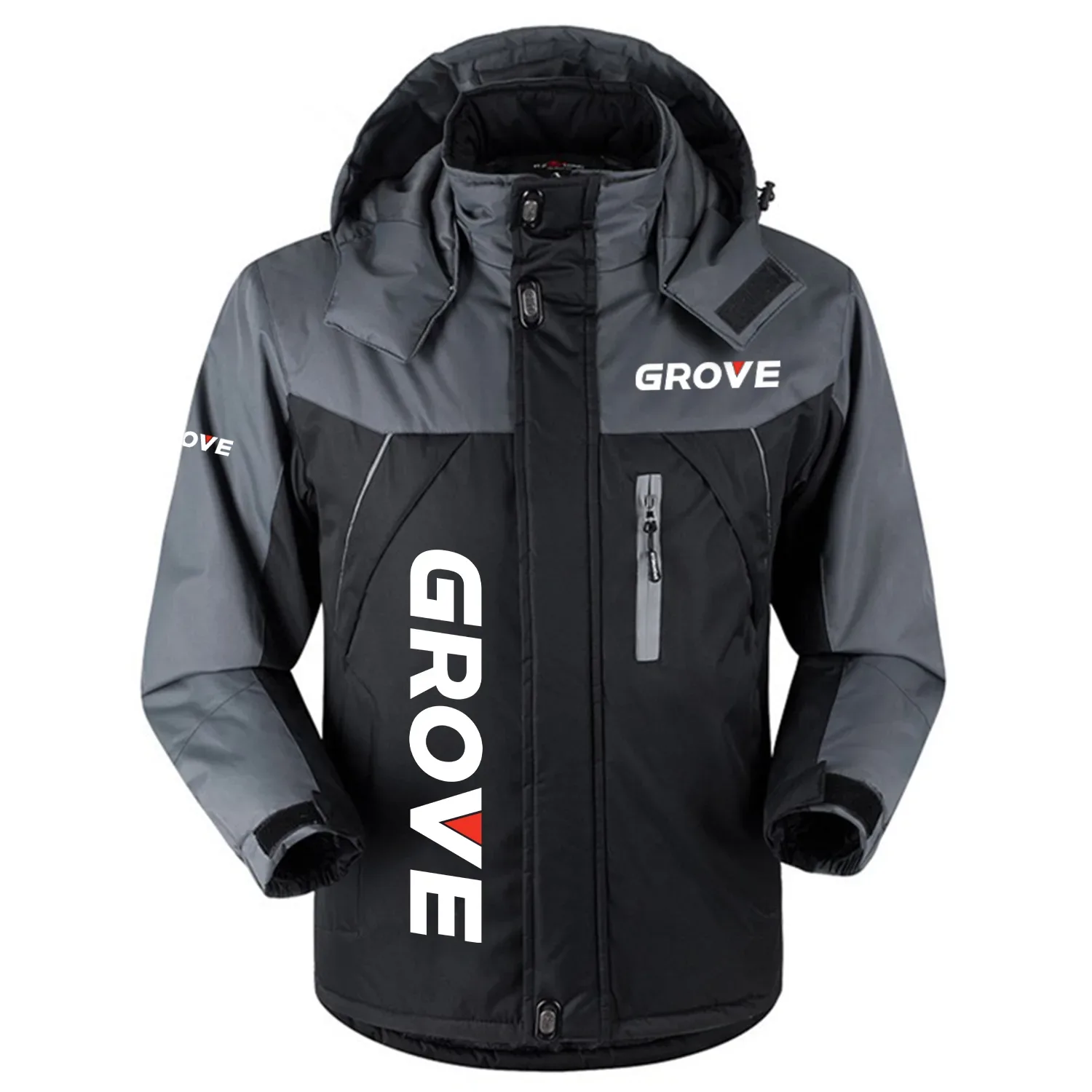 Grove Exclusive Logo Outdoor Charging Suit Slim Fit Plush Waterproof Windproof Jacket Detachable Hood OUFAPCS0819GVZ - Grove Gift