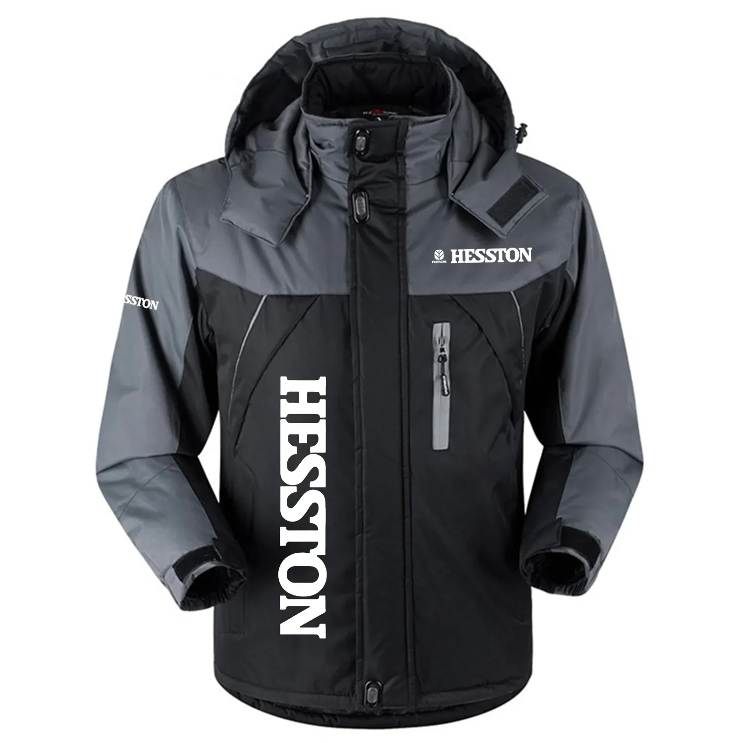 Hesston Exclusive Logo Outdoor Charging Suit Slim Fit Plush Waterproof Windproof Jacket Detachable Hood OUFAPCS0819HTZ - Hesston Gift