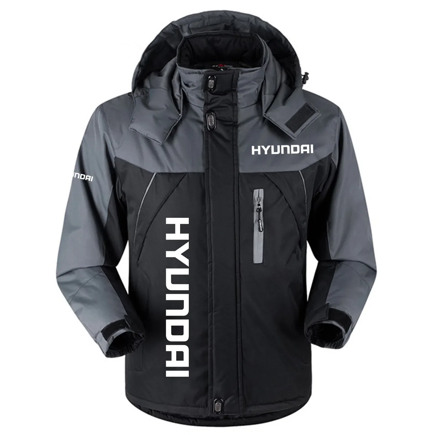 Hyundai Exclusive Logo Outdoor Charging Suit Slim Fit Plush Waterproof Windproof Jacket Detachable Hood OUFAPCS0819HYZ - Hyundai Gift