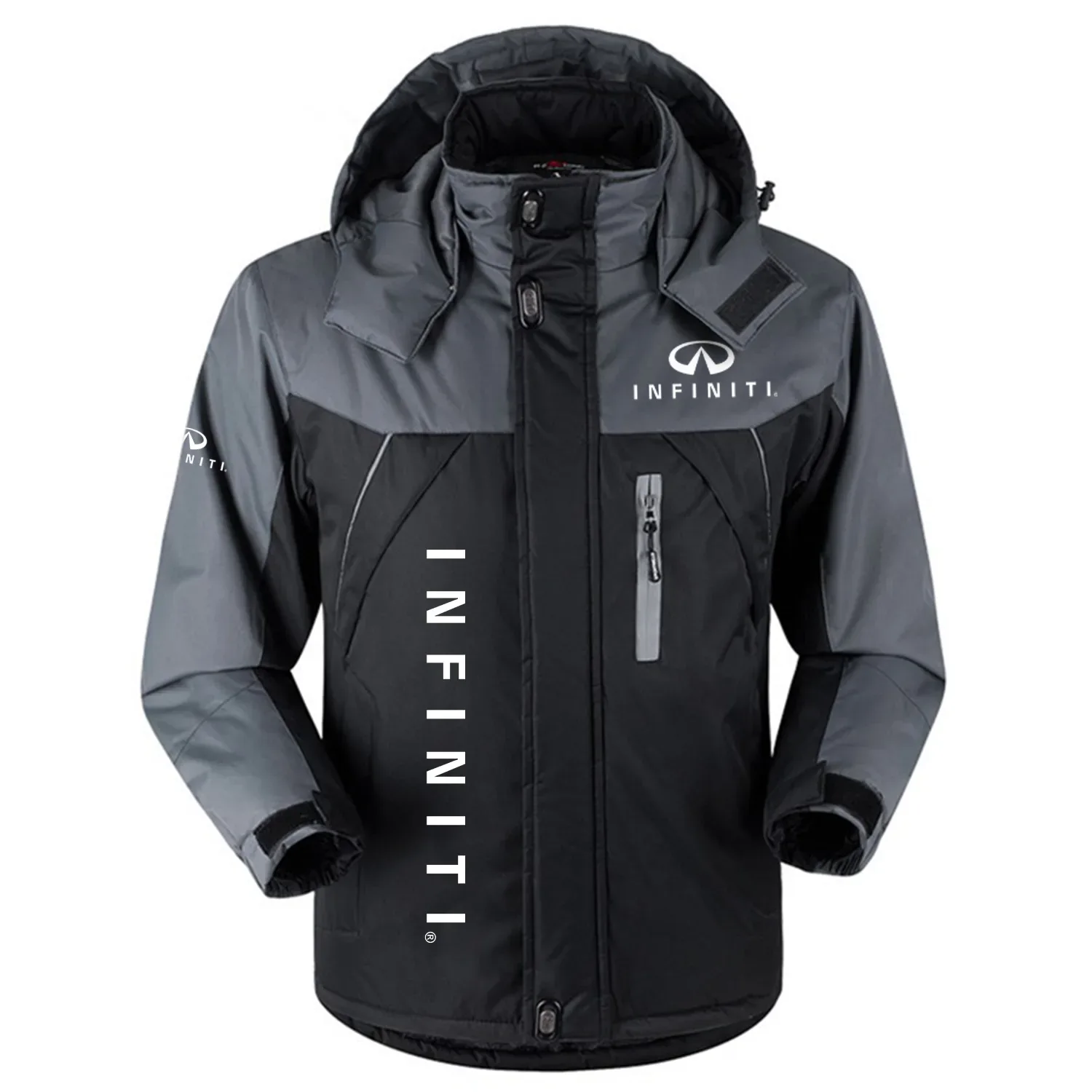 Infiniti Exclusive Logo Outdoor Charging Suit Slim Fit Plush Waterproof Windproof Jacket Detachable Hood OUFAPCS0819INFZ - Infiniti Jacket