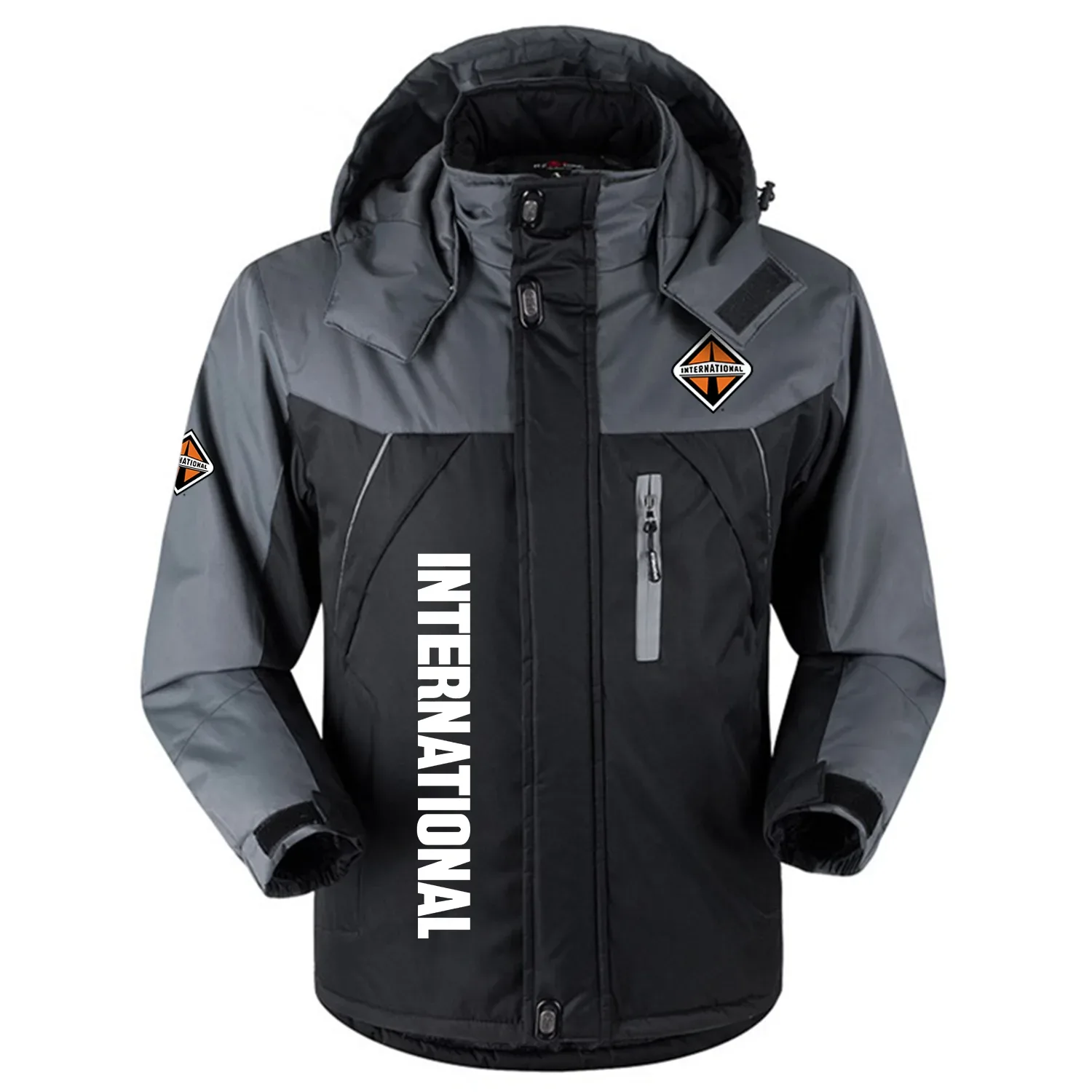 International Trucks Exclusive Logo Outdoor Charging Suit Slim Fit Plush Waterproof Windproof Jacket Detachable Hood OUFAPCS0819INZ - International Trucks Gift