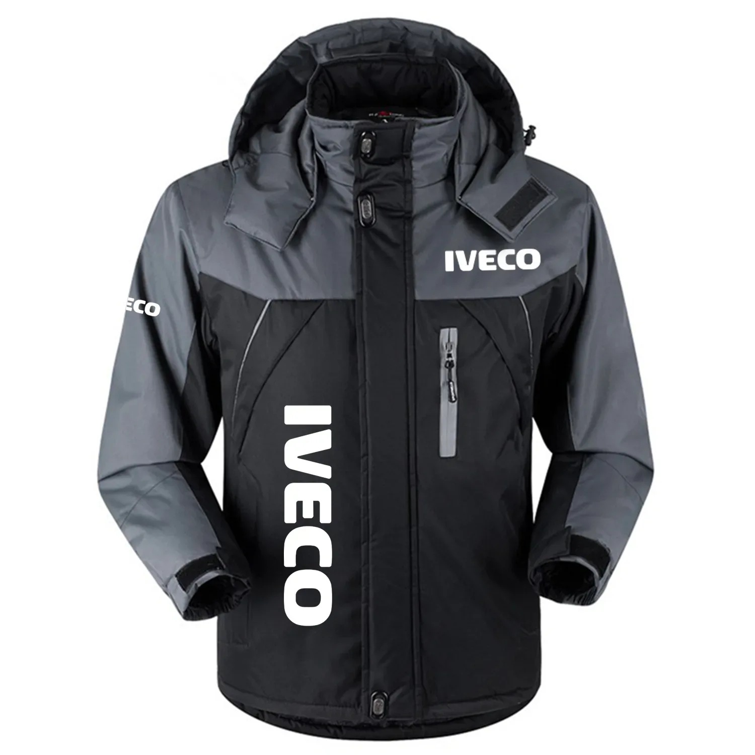 Iveco Exclusive Logo Outdoor Charging Suit Slim Fit Plush Waterproof Windproof Jacket Detachable Hood OUFAPCS0819IVZ - Iveco Gift