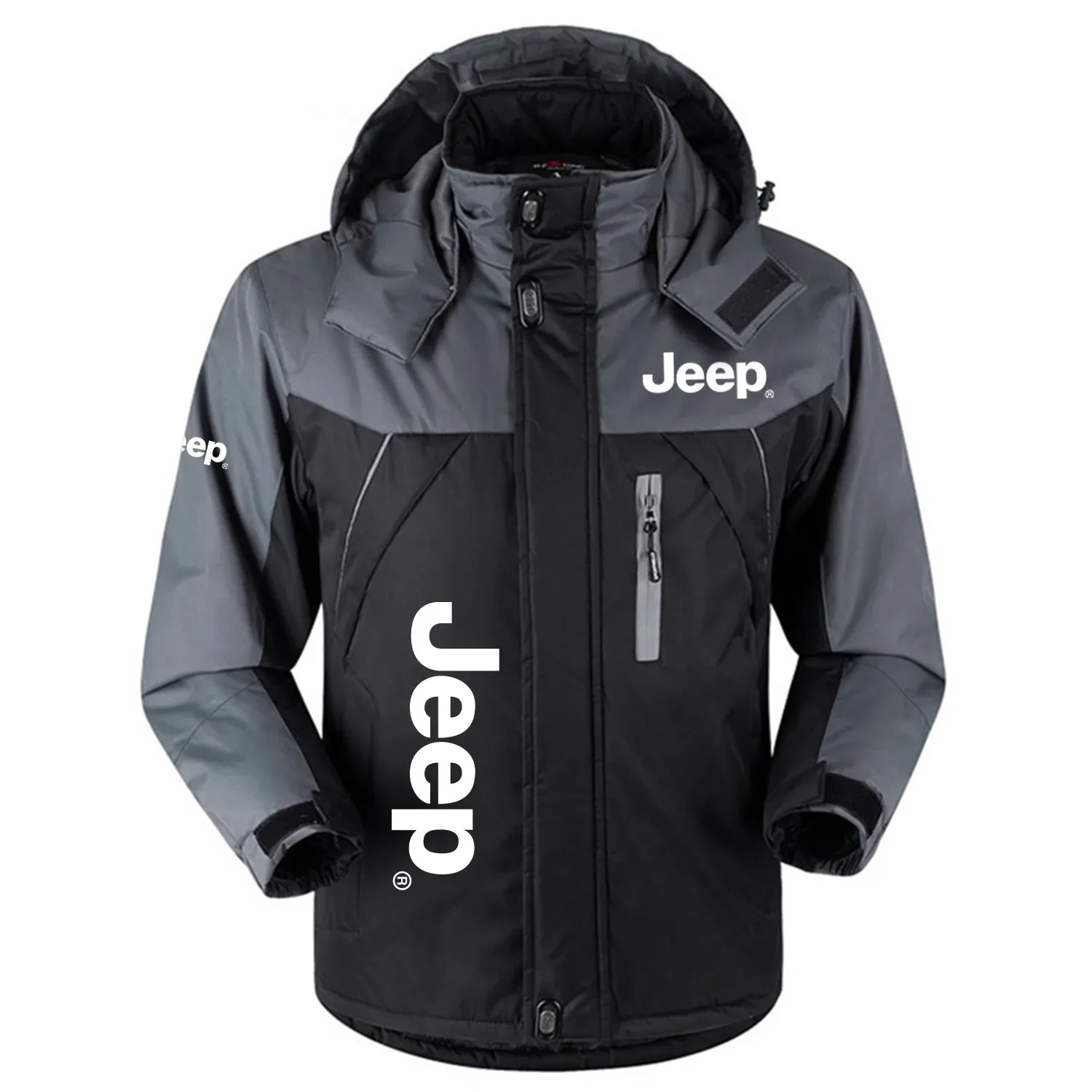Jeep Exclusive Logo Outdoor Charging Suit Slim Fit Plush Waterproof Windproof Jacket Detachable Hood OUFAPCS0819JEZ - Jeep Gift