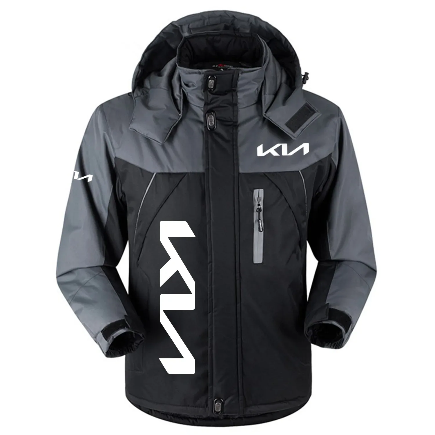 Kia Exclusive Logo Outdoor Charging Suit Slim Fit Plush Waterproof Windproof Jacket Detachable Hood OUFAPCS0819KIAZ - Kia Jacket