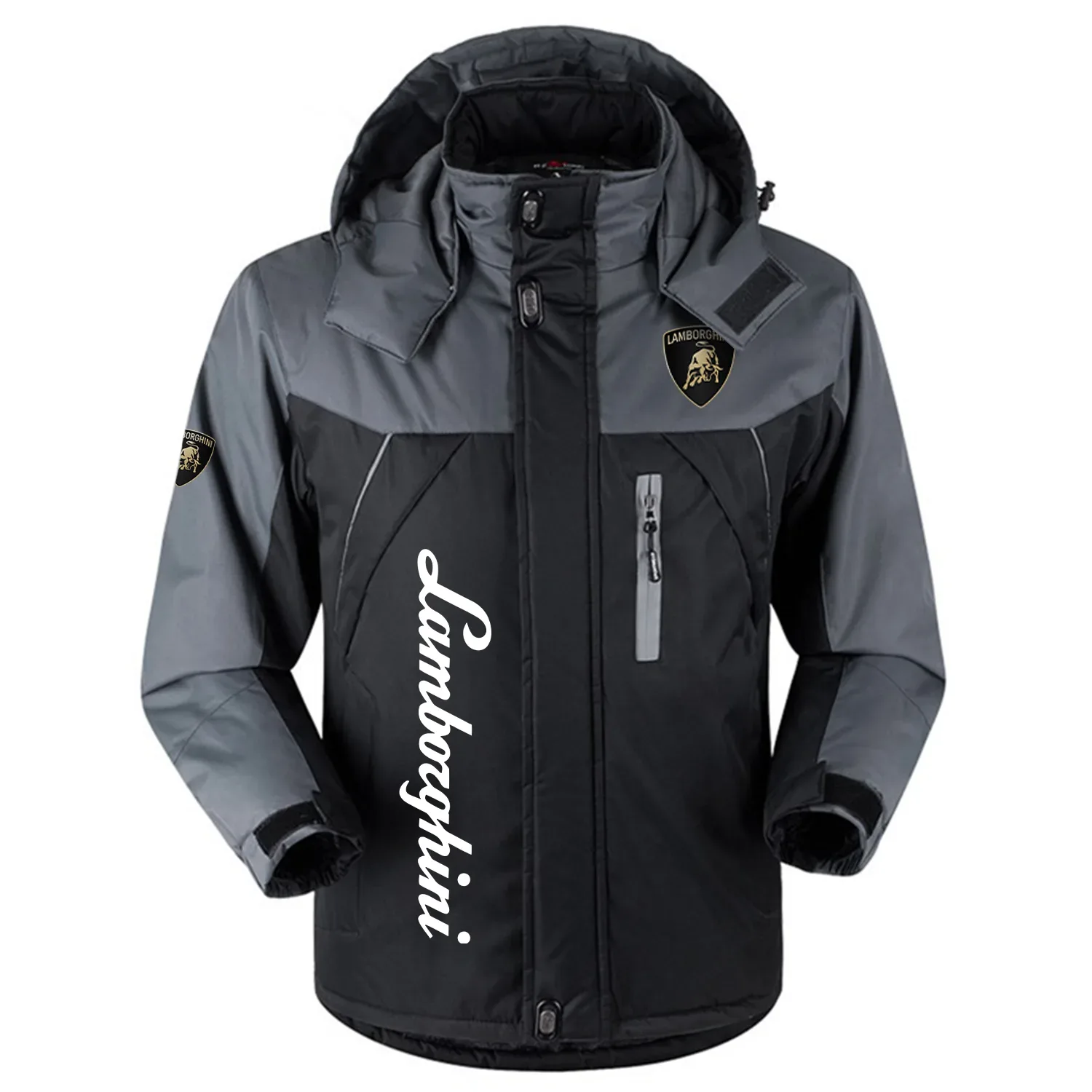 Lamborghini Exclusive Logo Outdoor Charging Suit Slim Fit Plush Waterproof Windproof Jacket Detachable Hood OUFAPCS0819LBGZ - Lamborghini Jacket