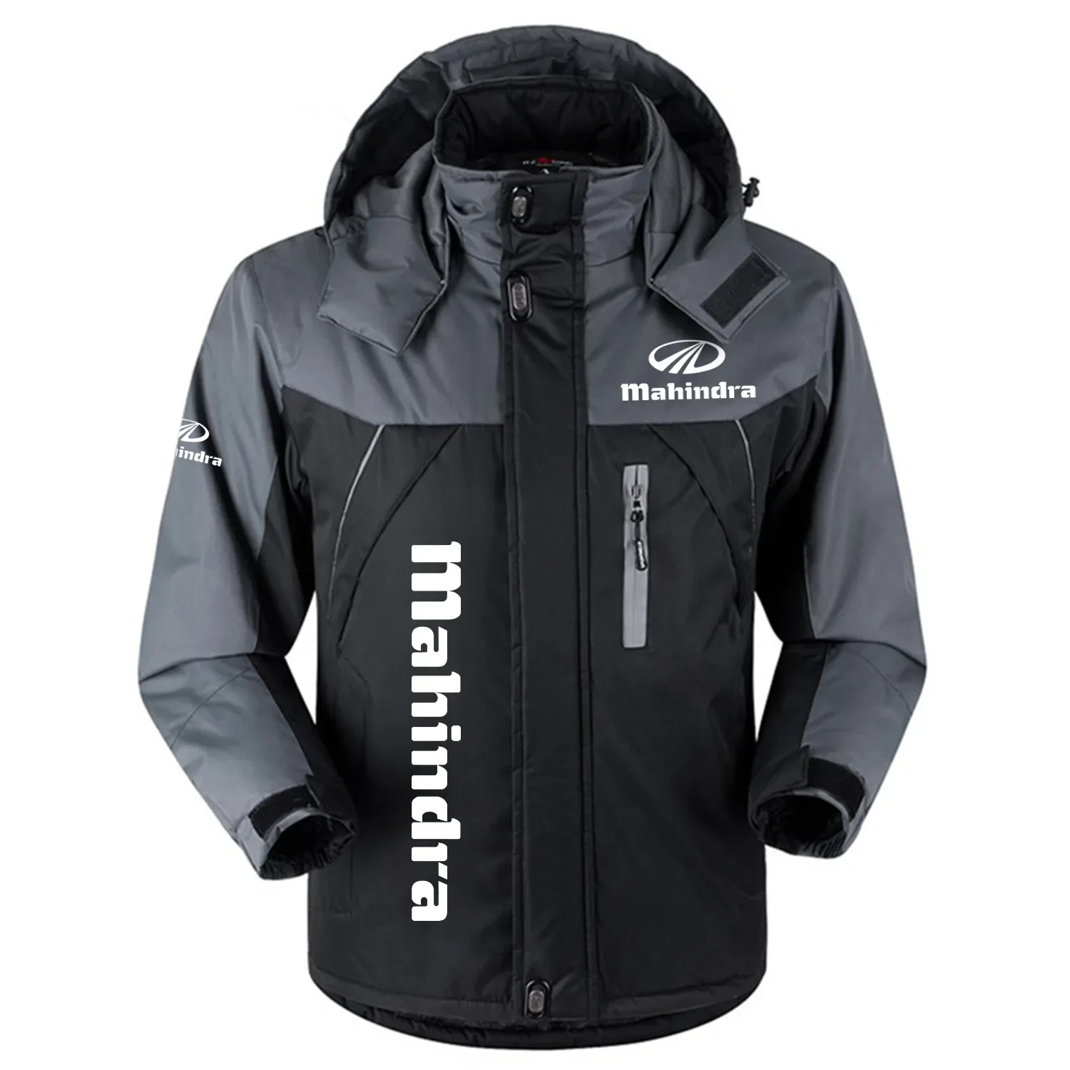 Mahindra Exclusive Logo Outdoor Charging Suit Slim Fit Plush Waterproof Windproof Jacket Detachable Hood OUFAPCS0819MDZ - Mahindra Gift