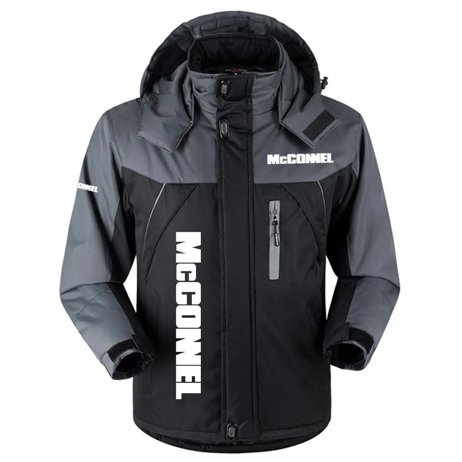 McConnel Exclusive Logo Outdoor Charging Suit Slim Fit Plush Waterproof Windproof Jacket Detachable Hood OUFAPCS0819MEZ - McConnel Gift