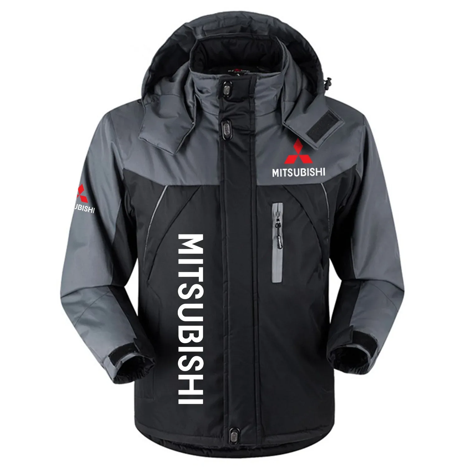 Mitsubishi Exclusive Logo Outdoor Charging Suit Slim Fit Plush Waterproof Windproof Jacket Detachable Hood OUFAPCS0819MSBZ - Mitsubishi Jacket