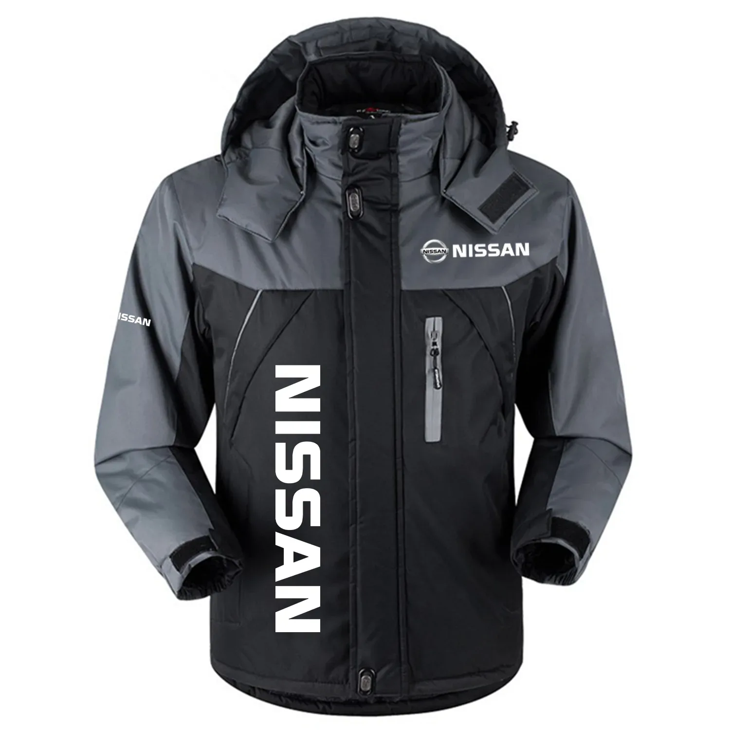 Nissan Exclusive Logo Outdoor Charging Suit Slim Fit Plush Waterproof Windproof Jacket Detachable Hood OUFAPCS0819NIZ - Nissan Gift