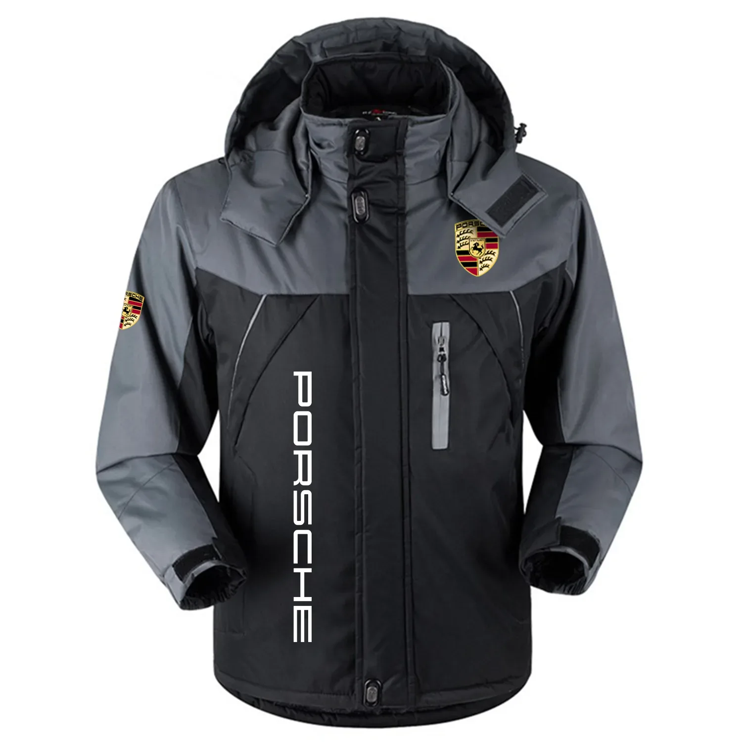 Porsche Exclusive Logo Outdoor Charging Suit Slim Fit Plush Waterproof Windproof Jacket Detachable Hood OUFAPCS0819POSZ - Porsche Jacket