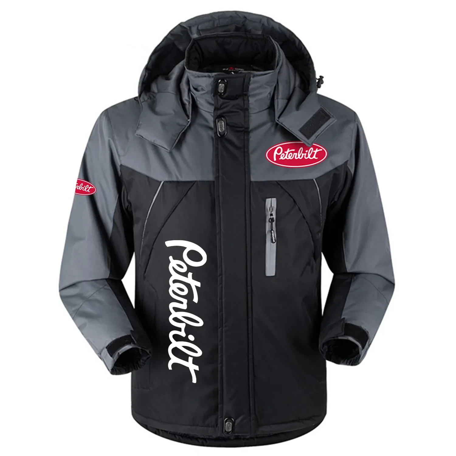Peterbilt Exclusive Logo Outdoor Charging Suit Slim Fit Plush Waterproof Windproof Jacket Detachable Hood OUFAPCS0819PTZ - Peterbilt Gift