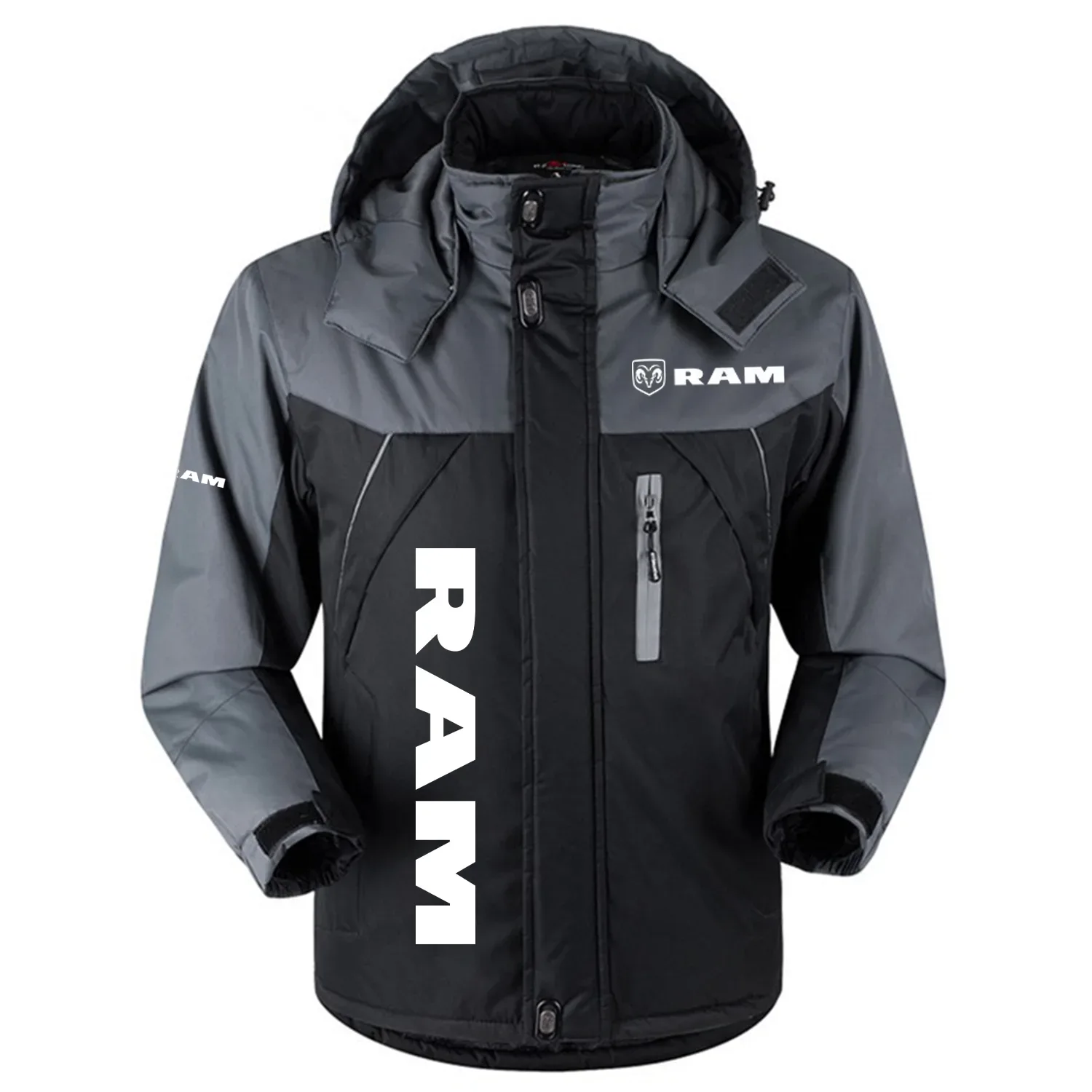 Ram Exclusive Logo Outdoor Charging Suit Slim Fit Plush Waterproof Windproof Jacket Detachable Hood OUFAPCS0819RMZ - Ram Gift