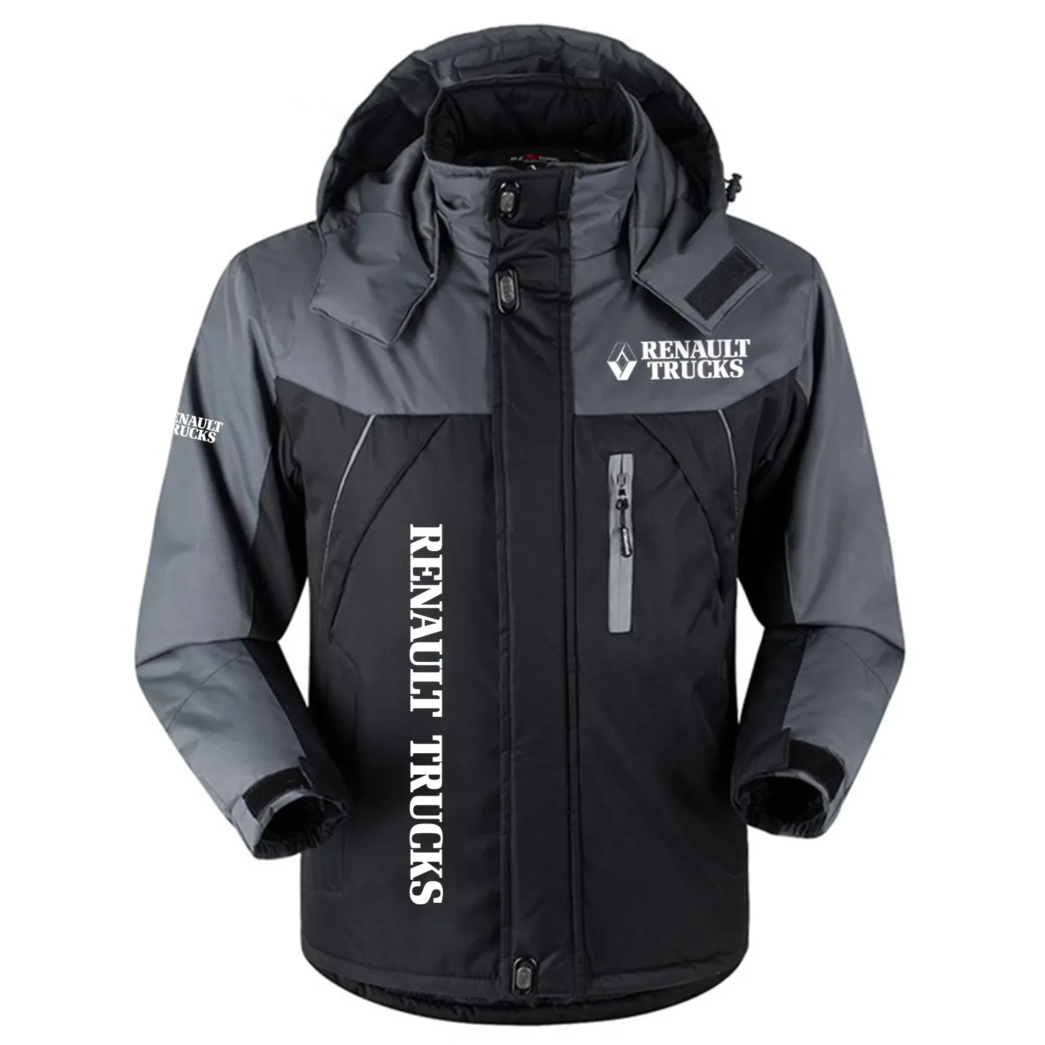 Renault Trucks Exclusive Logo Outdoor Charging Suit Slim Fit Plush Waterproof Windproof Jacket Detachable Hood OUFAPCS0819RTZ - Renault Trucks Gift