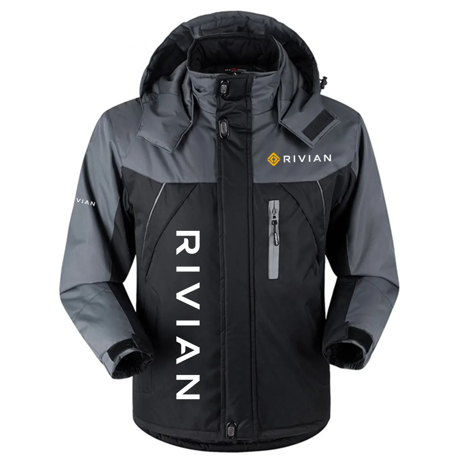 Rivian Exclusive Logo Outdoor Charging Suit Slim Fit Plush Waterproof Windproof Jacket Detachable Hood OUFAPCS0819RVZ - Rivian Gift