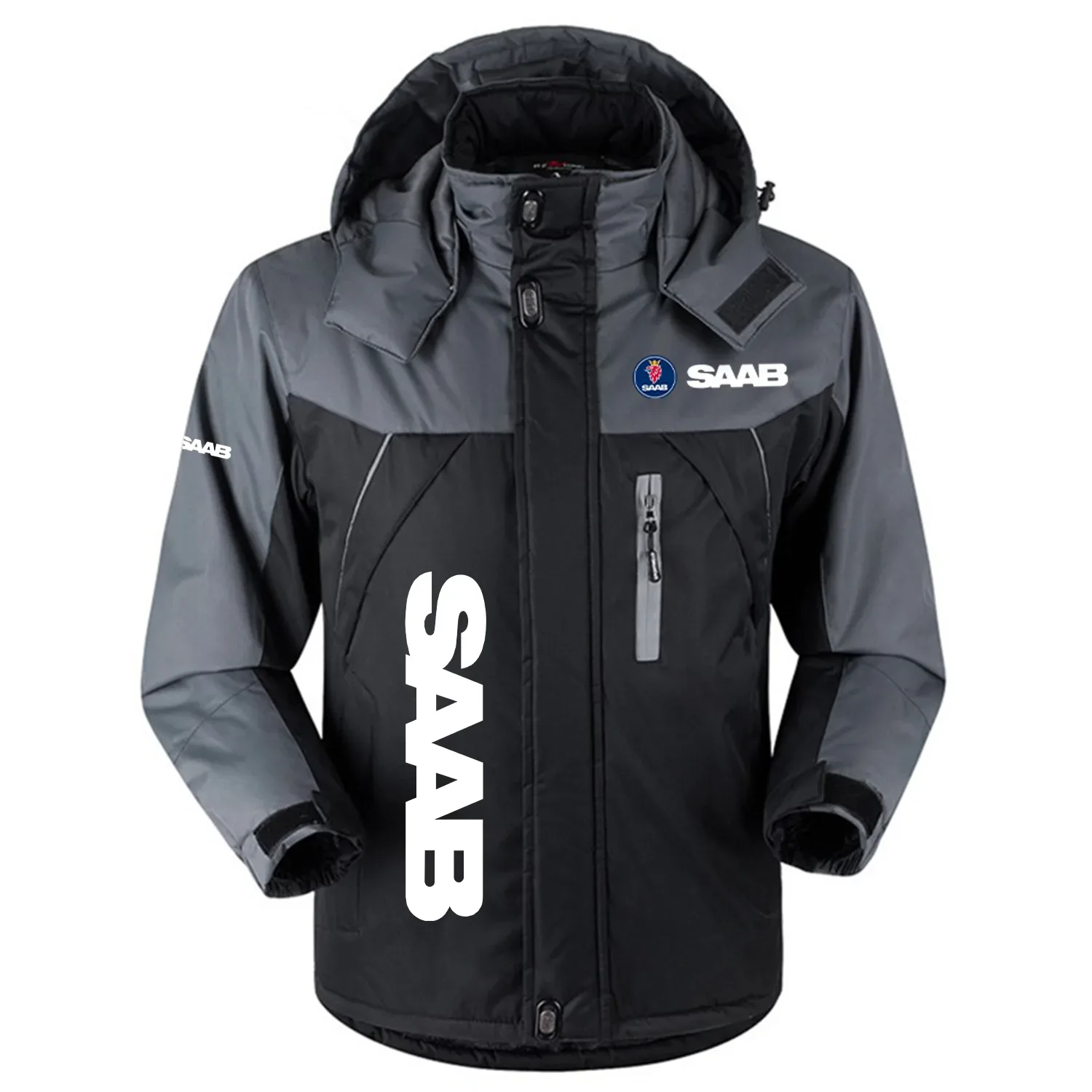 Saab Exclusive Logo Outdoor Charging Suit Slim Fit Plush Waterproof Windproof Jacket Detachable Hood OUFAPCS0819SBZ - Saab Jacket